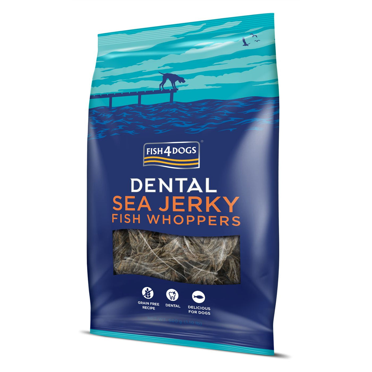 Fish4Dogs Dental Sea Jerky Fish Whoppers Premi Snack per Cani 500 g