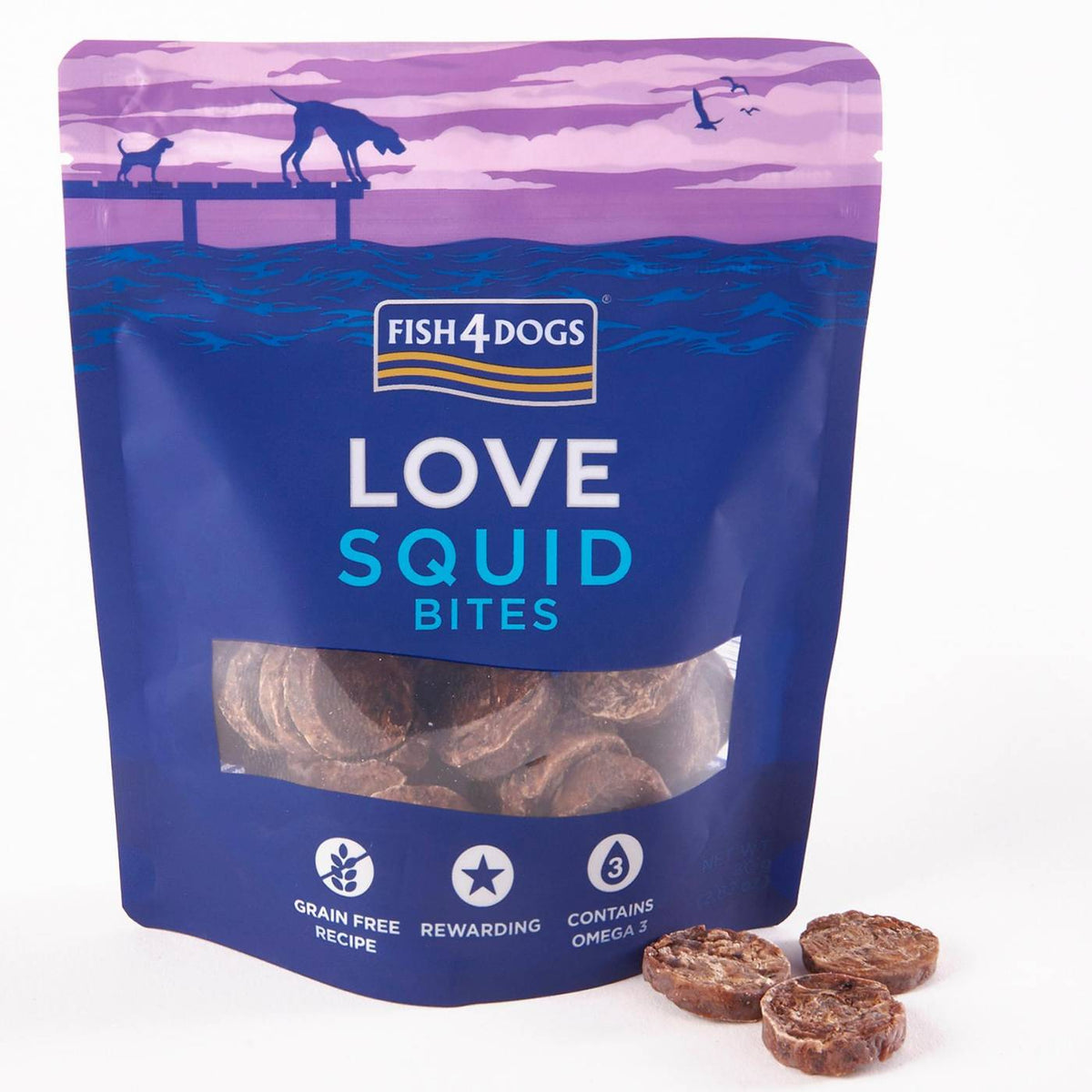 Fish4Dogs Love Squid Bites Calamaro Premi Snack per Cani 80 g