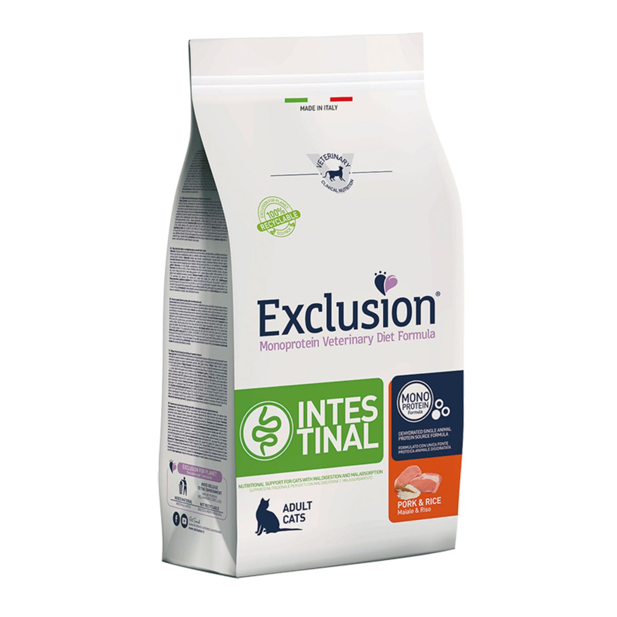 Exclusion Diet Cat Intestinal Maiale e Riso 1,5 Kg per Gatti