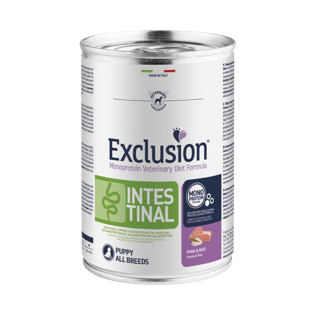 Exclusion Diet Intestinal Puppy All Breeds Maiale e Riso Alimento Umido Monoproteico per Cuccioli