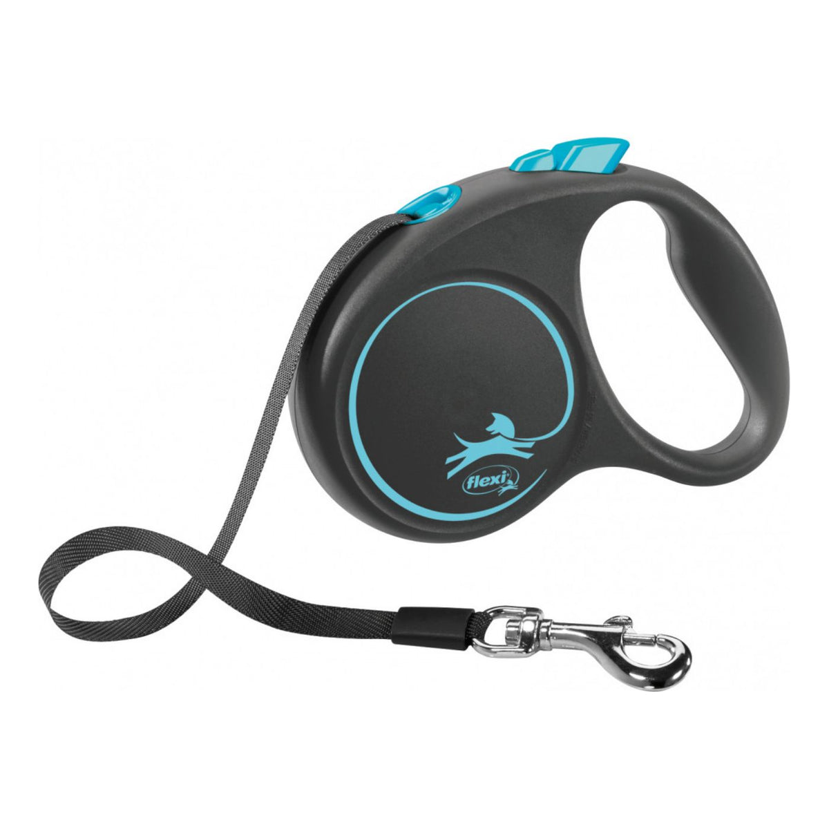 Flexi Guinzaglio per Cani in Fettuccia S 5 m fino a 15 Kg Black Design