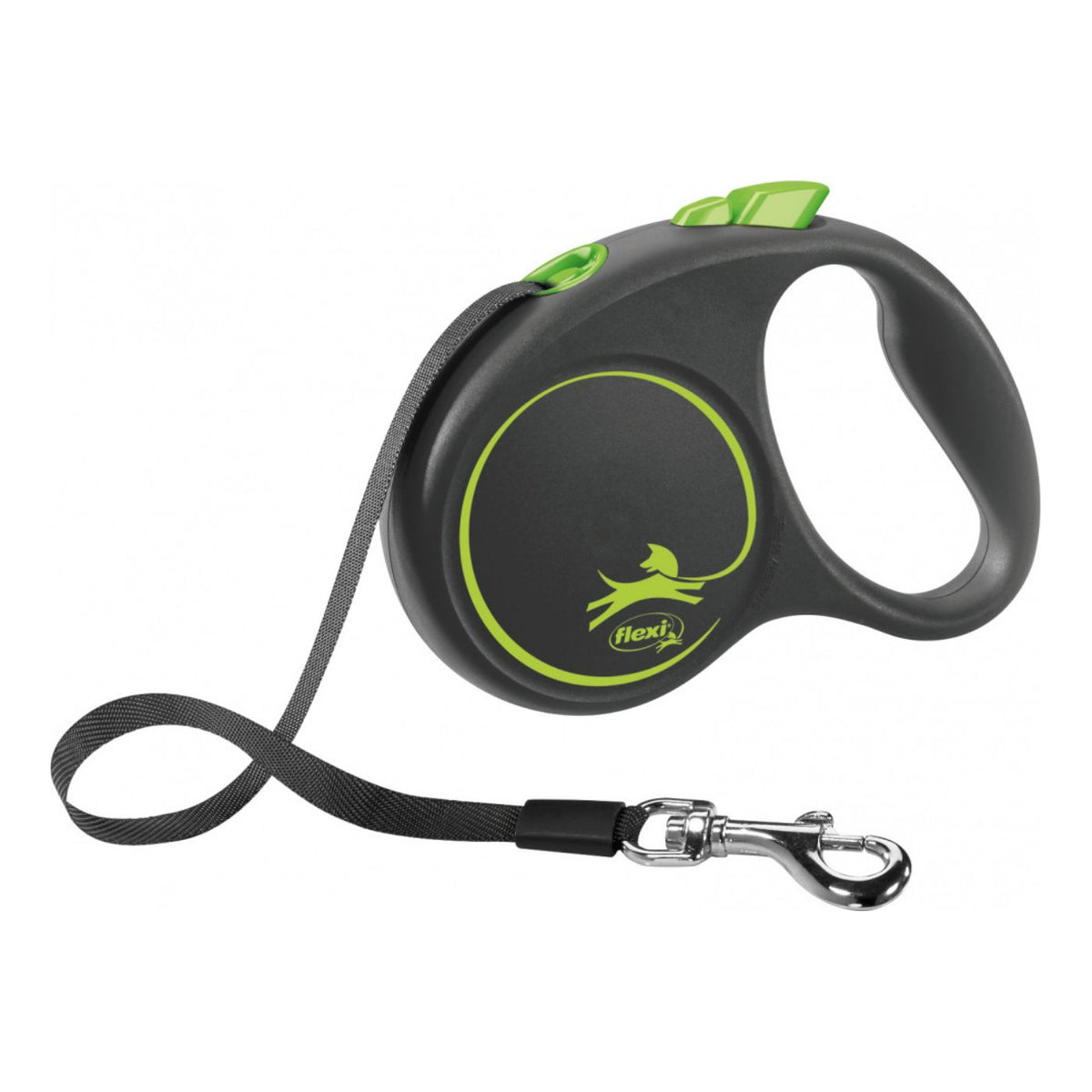 Flexi Guinzaglio per Cani in Fettuccia S 5 m fino a 15 Kg Black Design