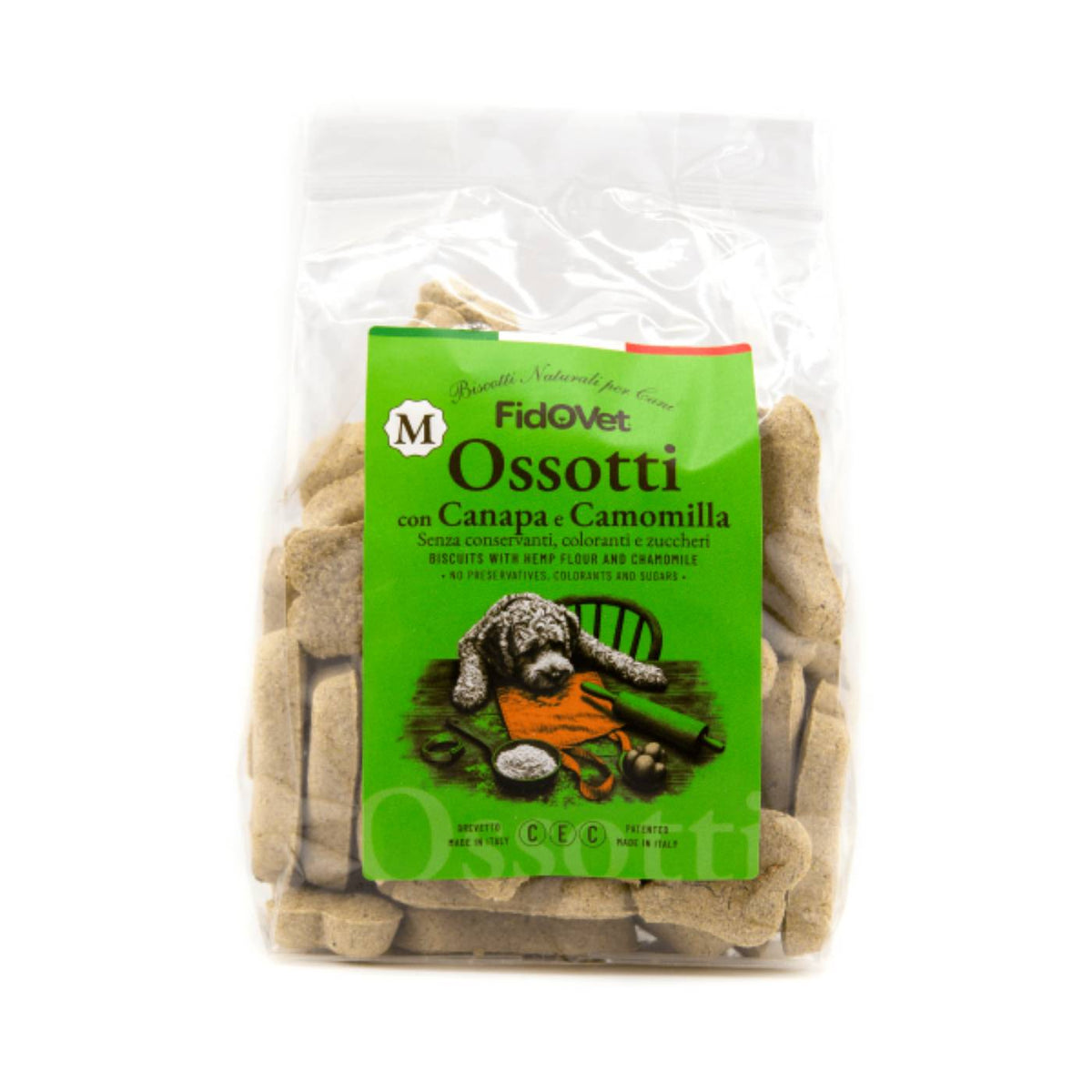 Fidovet Biscotti Naturali per Cani Ossotti MEDIUM Canapa e Camomilla 300 g