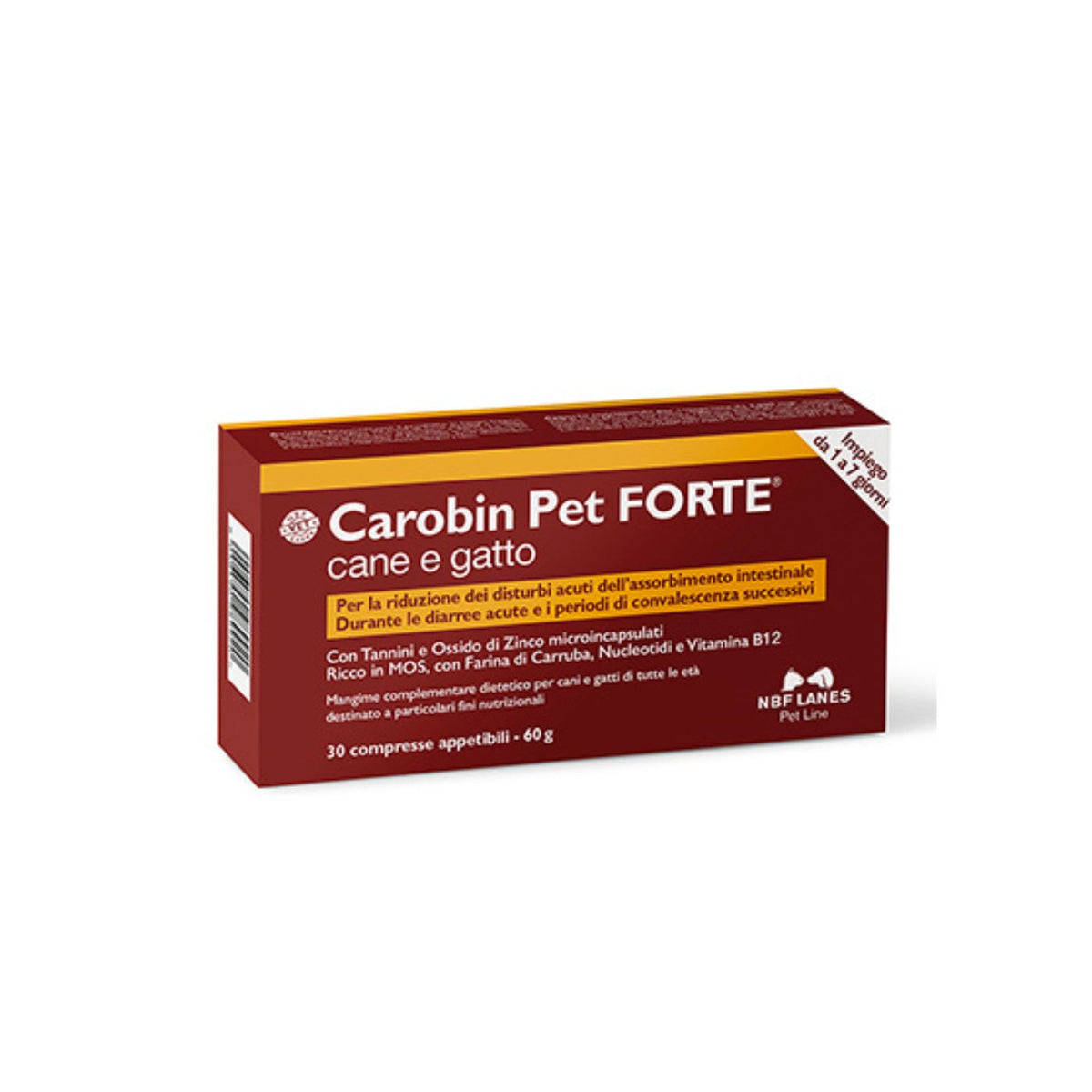 Carobin Pet Forte Integratore per Cani e Gatti 30 Compresse Nbf Lanes