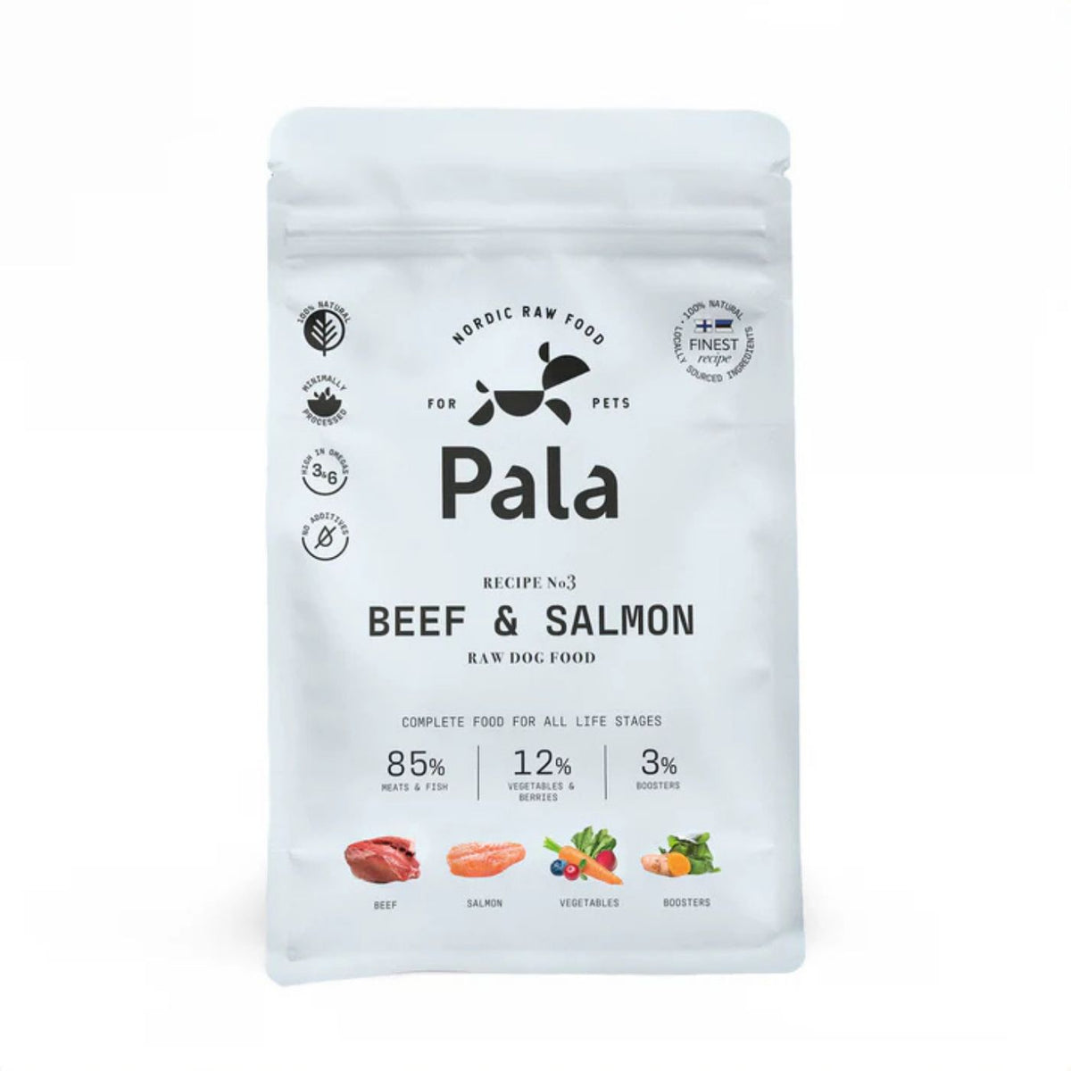 Pala Alimento Completo per Cani con Manzo &amp; Salmone Ricetta N° 3