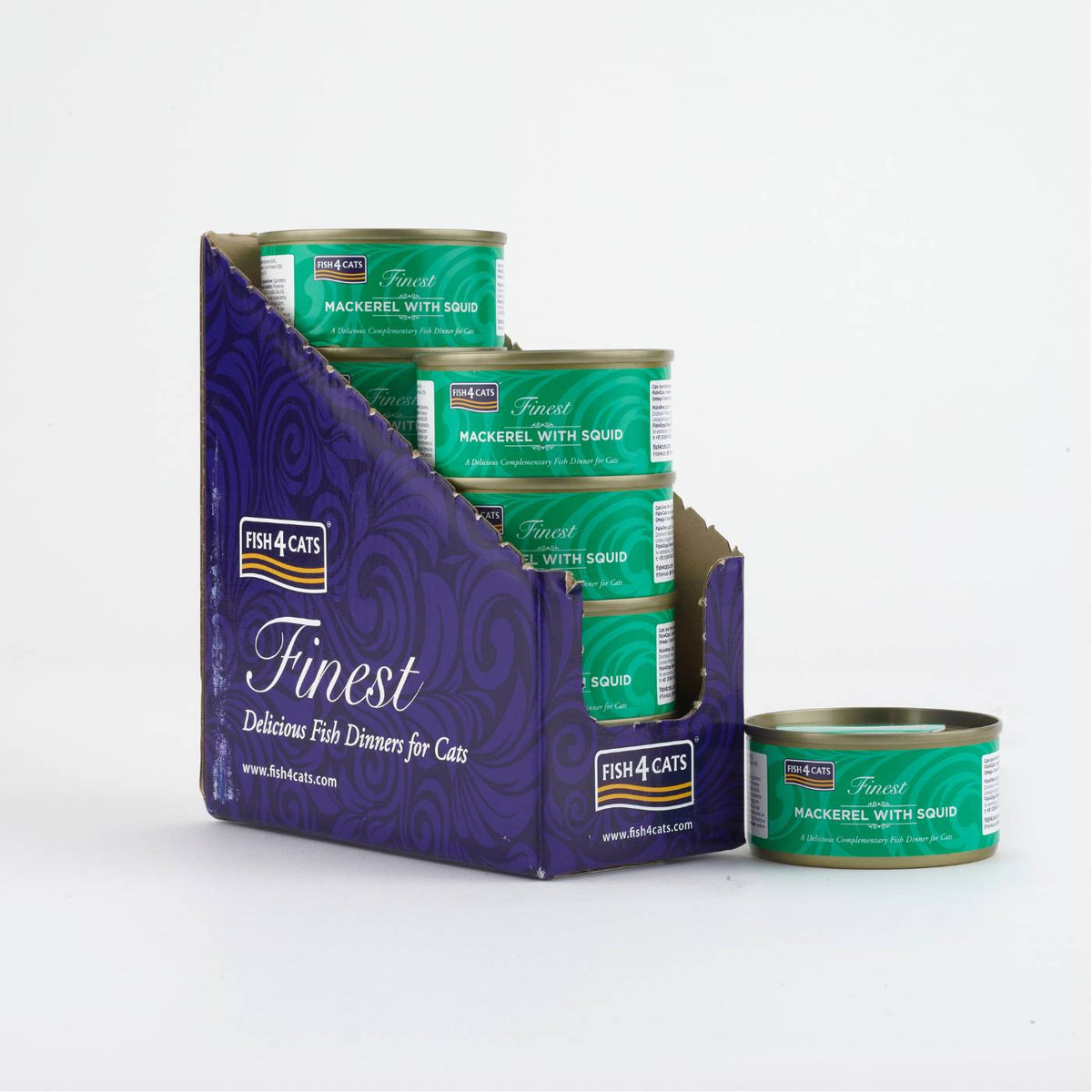 10 x 70 gr Fish4Cats Finest Filetti di Sgombro con Calamari Umido per Gatti