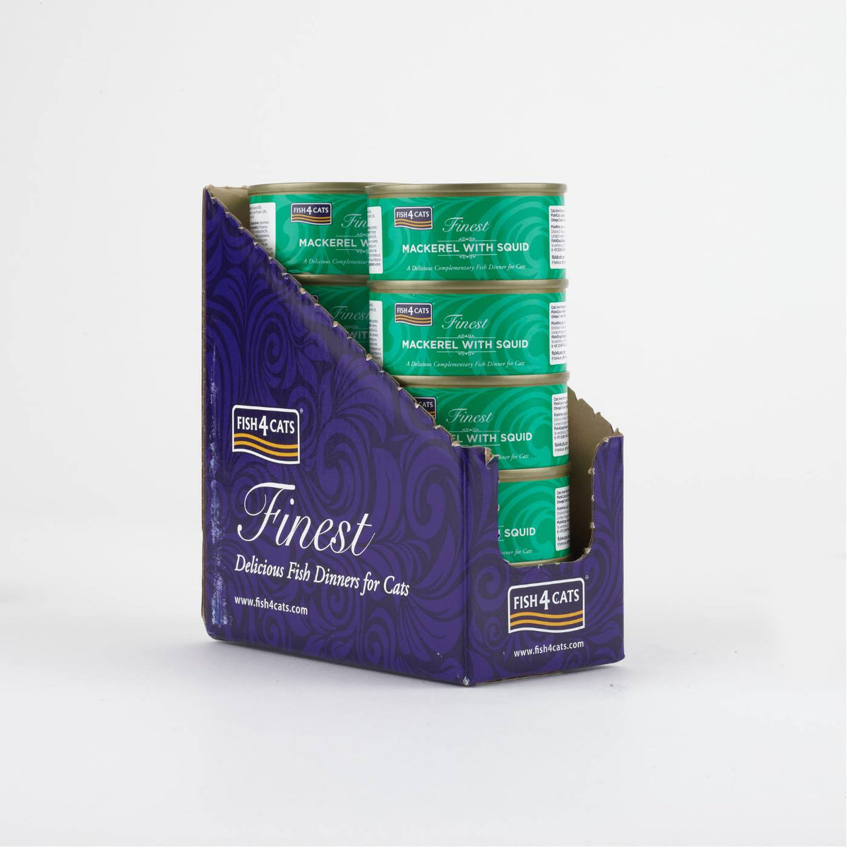 10 x 70 gr Fish4Cats Finest Filetti di Sgombro con Calamari Umido per Gatti