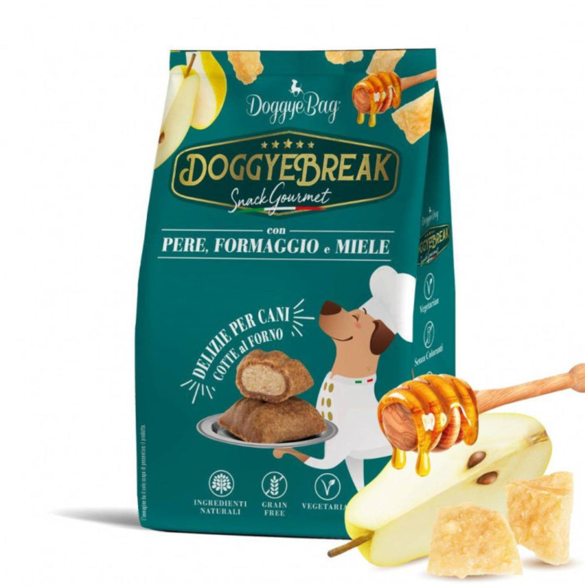 DoggyeBag Doggyebreak Snack per Cani Ripieni con Pera Formaggio e Miele 180 g