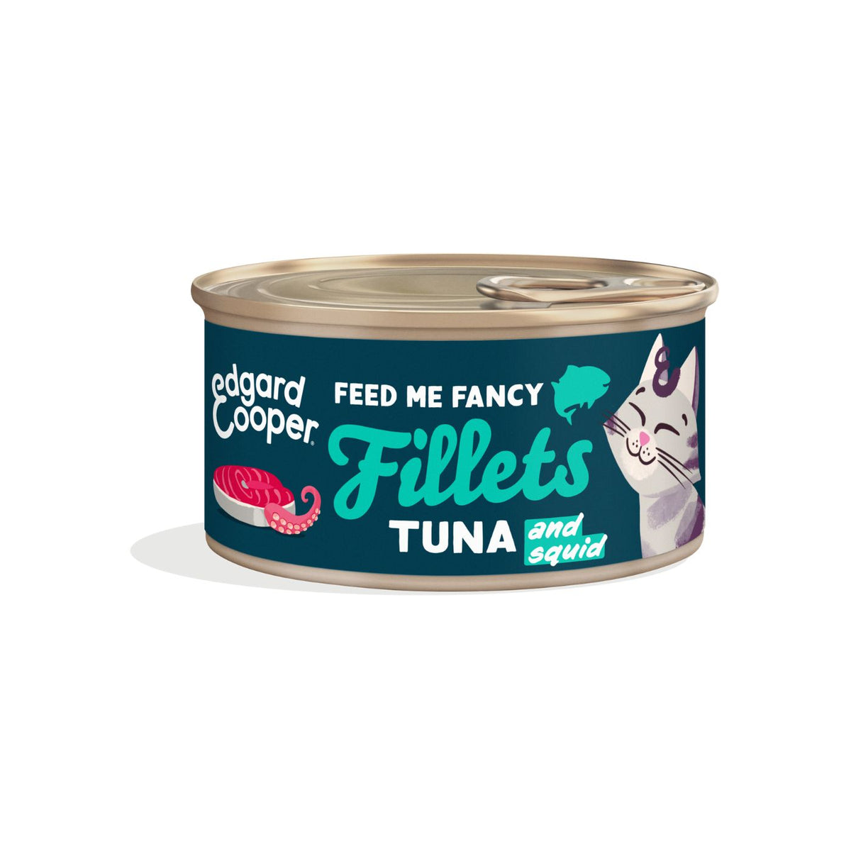 Edgard &amp; Cooper Sfilaccetti per Gatti Adulti Tonno Fresco con Calamari in Brodo di Pesce 70 g