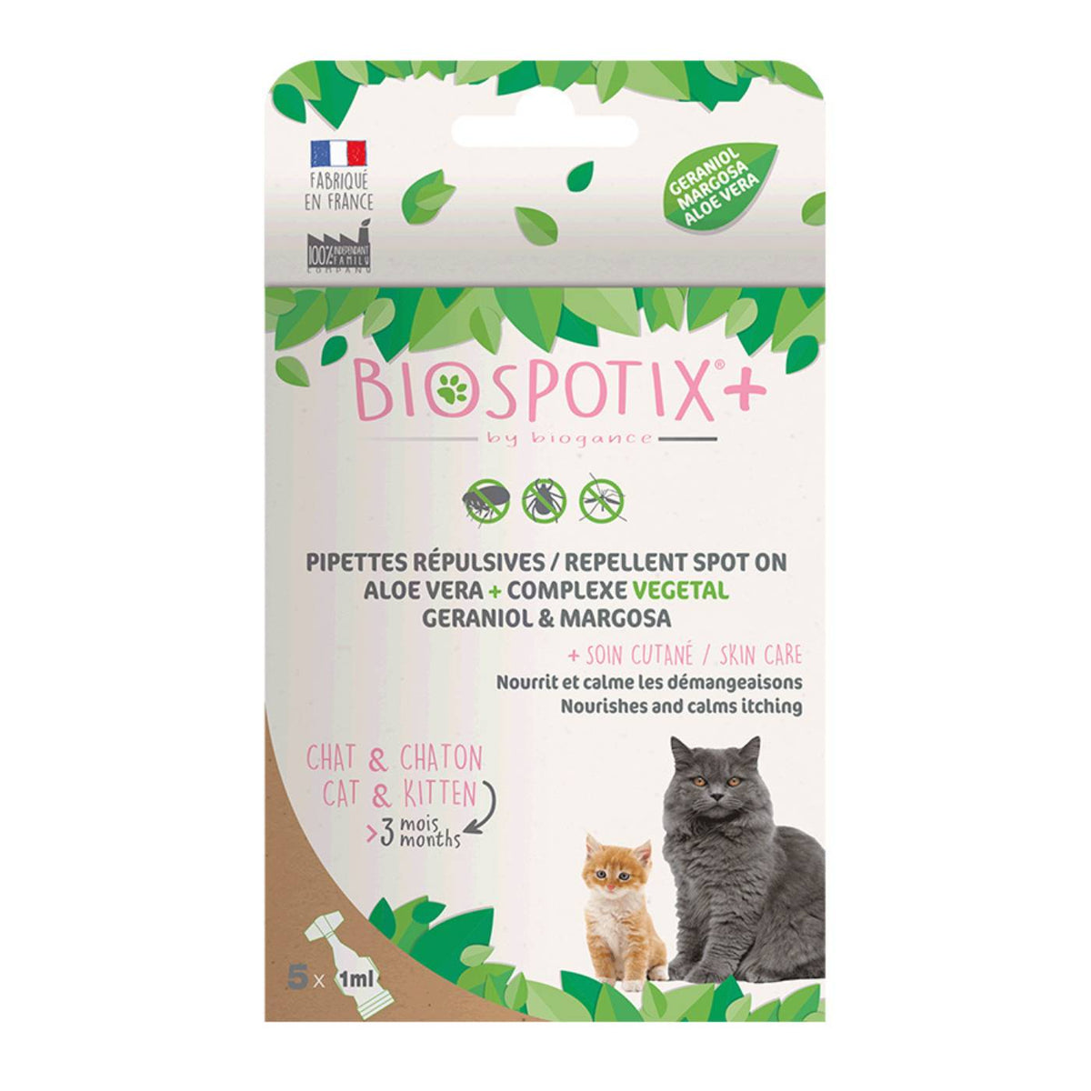 Biogance Biospotix+ Spot On Antiparassitario Naturale per Gatti 5 Pipette x 1 ml