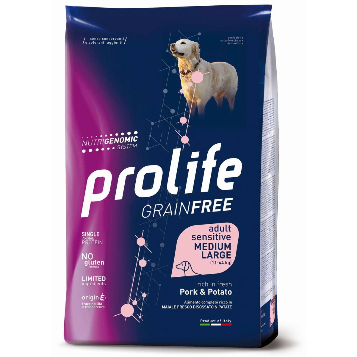 Prolife Grain Free Sensitive Adult Medium Large Maiale e Patate per Cani 10 Kg