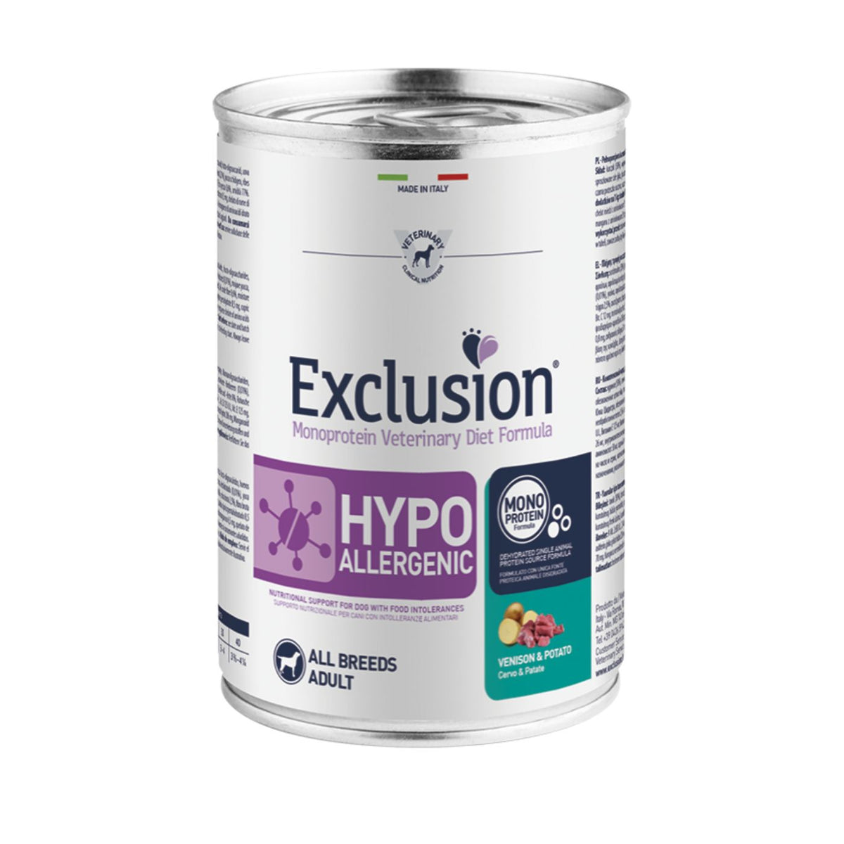 Exclusion Diet Hypoallergenic Cervo e Patate Alimento Umido Monoproteico per Cani