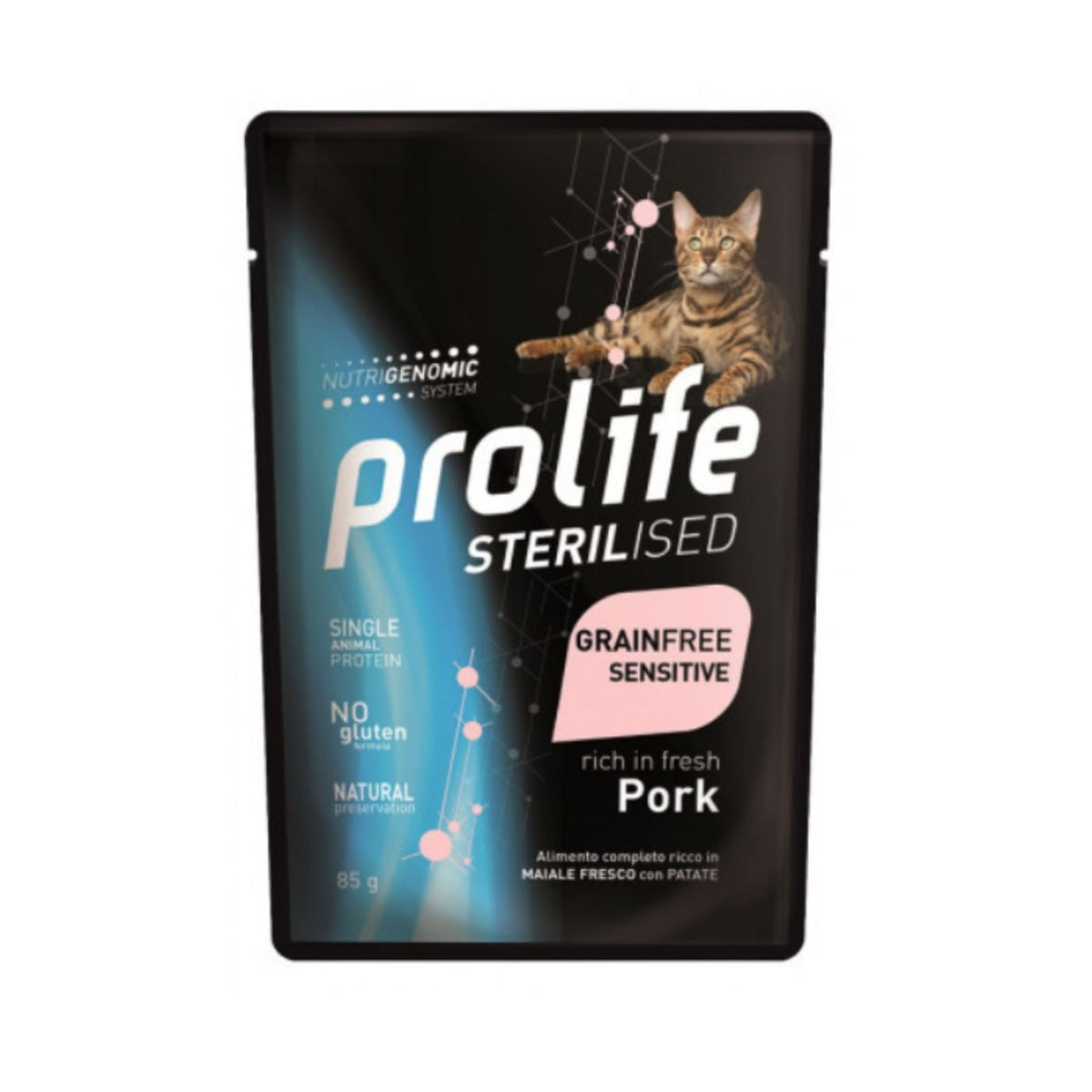 Prolife Cat Sterilized Grain Free Sensitive Adult Maiale e Patate Umido per Gatti Busta da 85 g