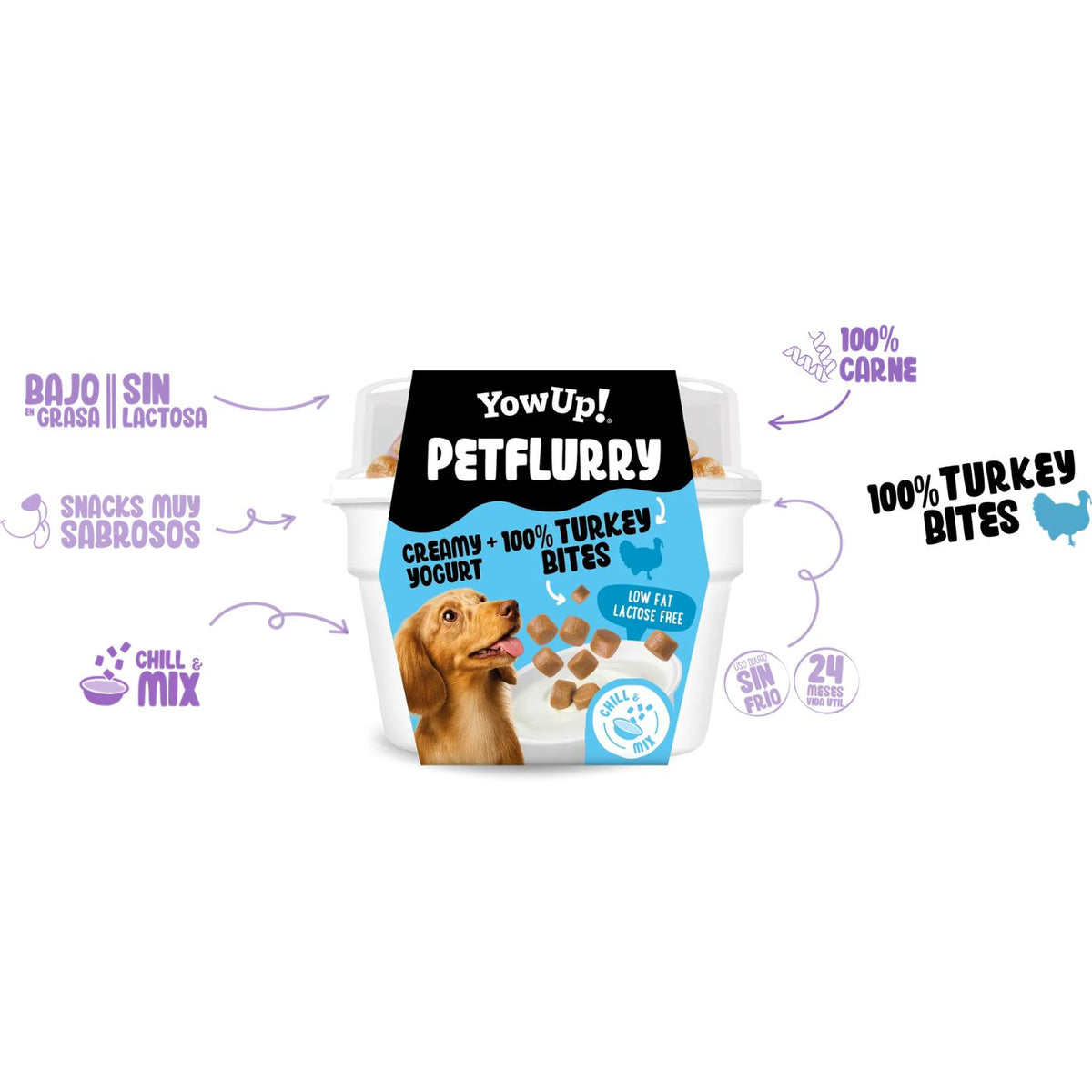 YowUp PetFlurry Yogurt per Cani con Topping Tacchino 130 g