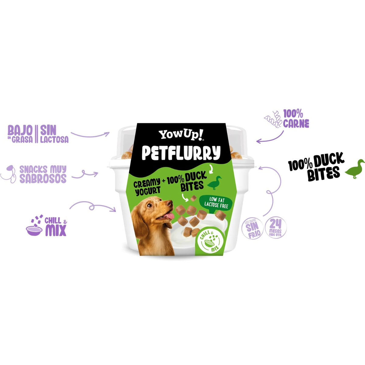 YowUp PetFlurry Yogurt per Cani con Topping Anatra 130 g