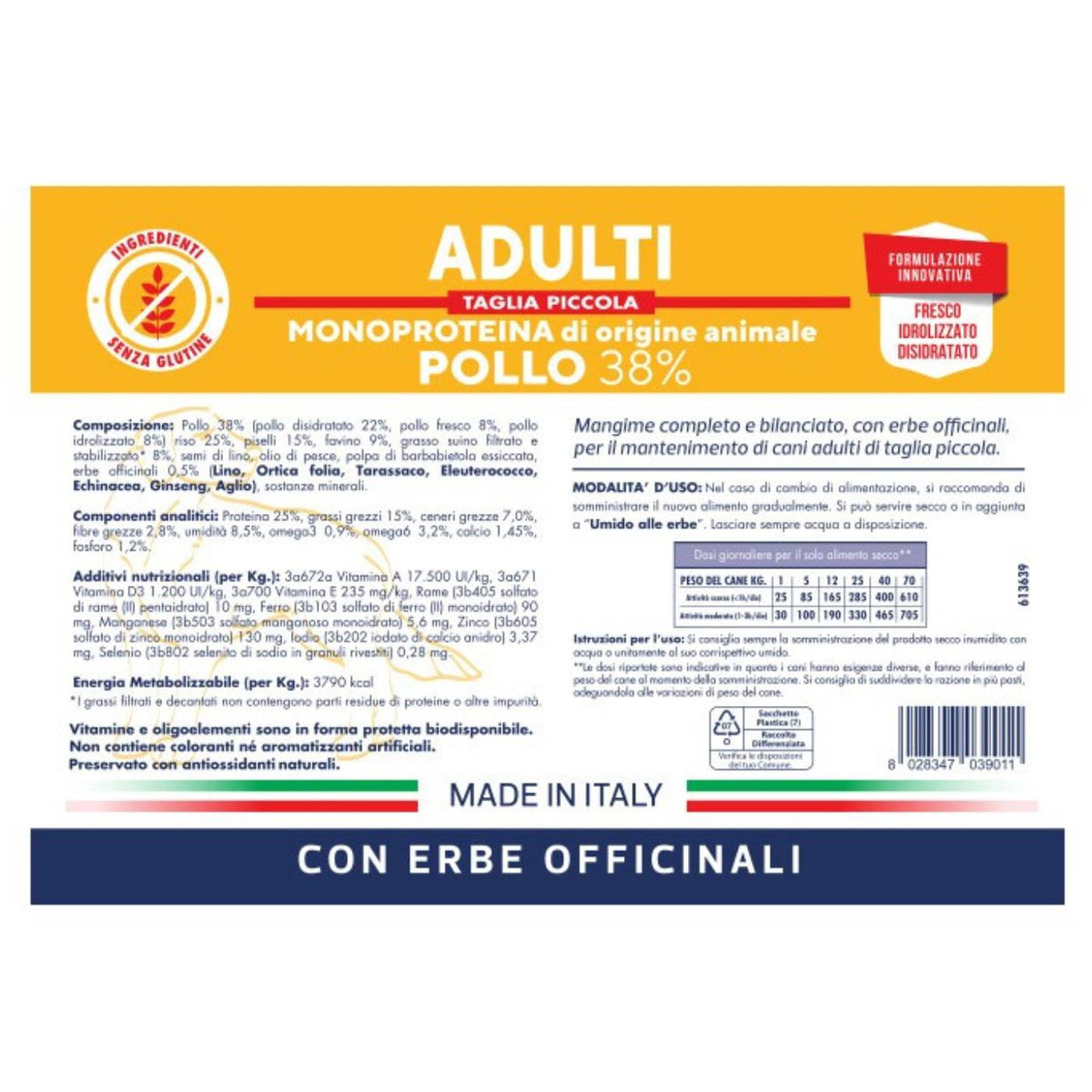 Vet Line Pollo per Cani Adulti di Piccola Taglia Monoproteico VetLine