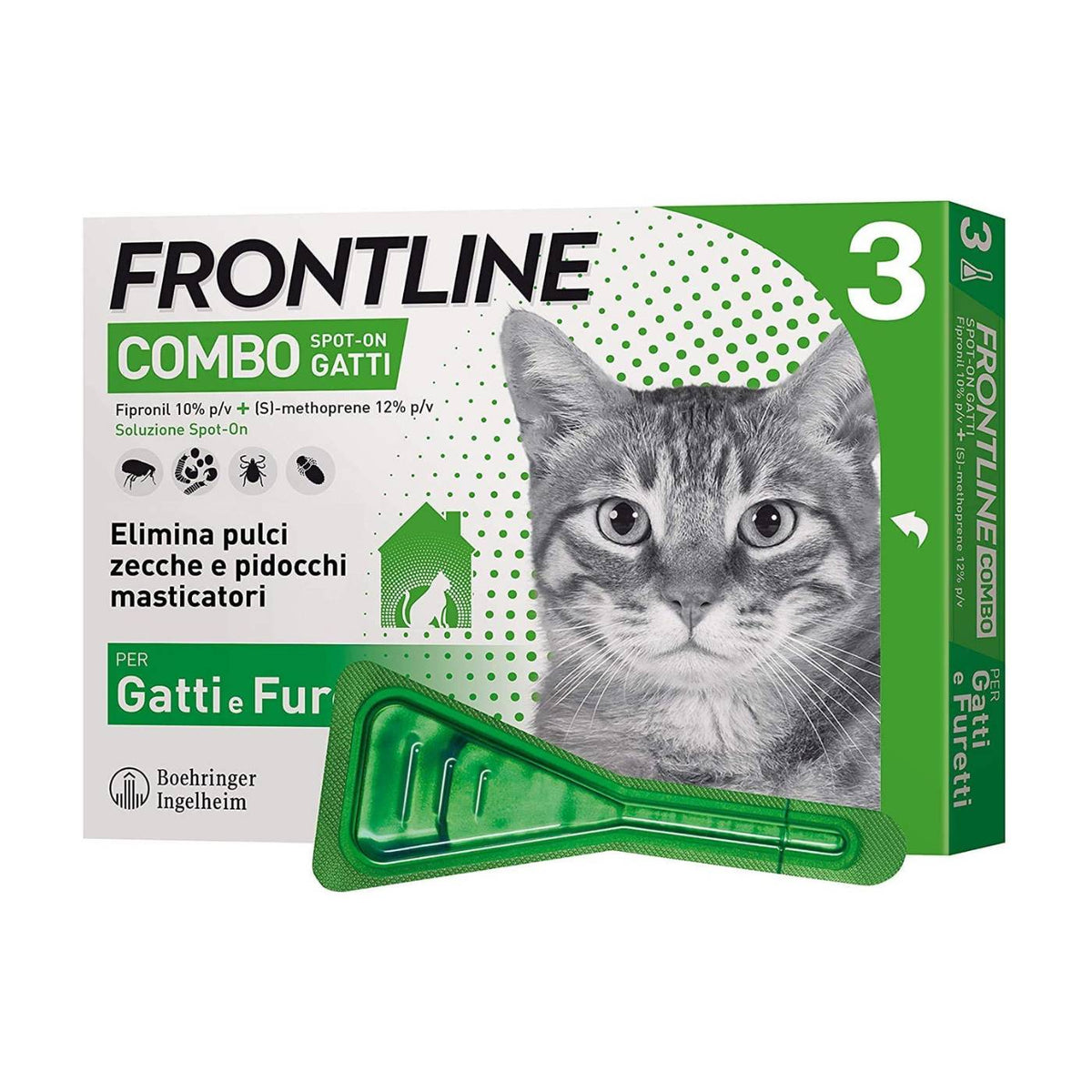 Frontline Combo Spot-On Antiparassitario per Gatti e Furetti 3 Pipette da 0,5 ml