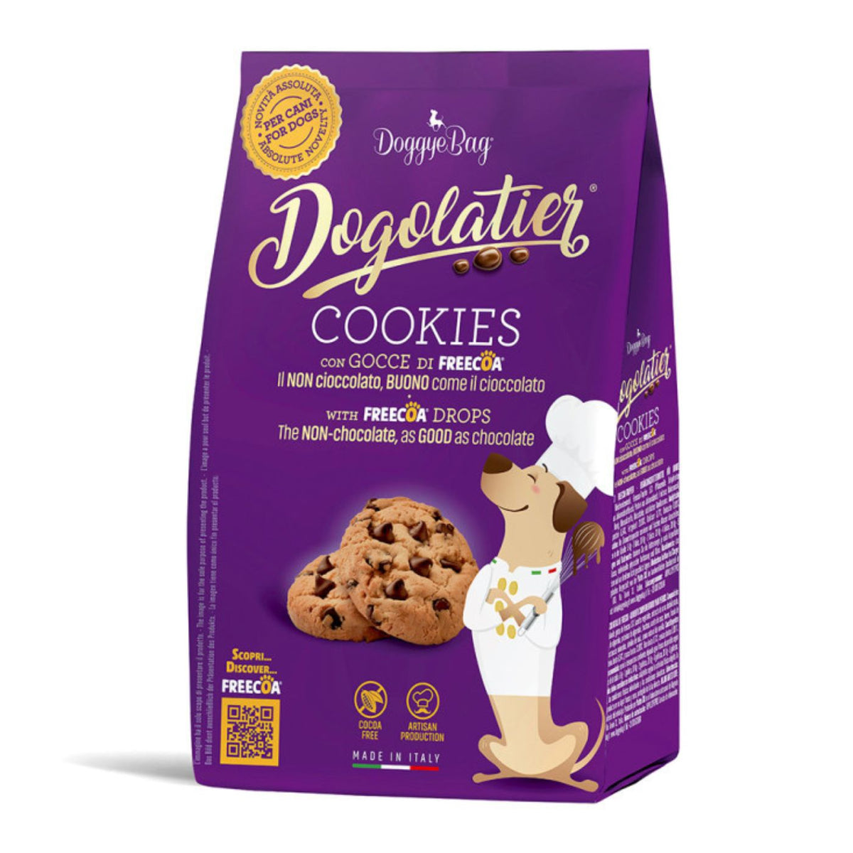 DoggyeBag Biscotti per Cani Cookies con Gocce di Freecoa Linea Dogolatier