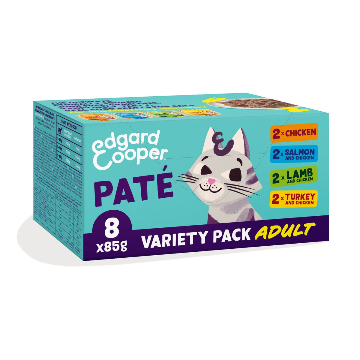 Edgard &amp; Cooper Multipack Patè 8 x 85 g Umido Alimento Completo per Gatti Adulti