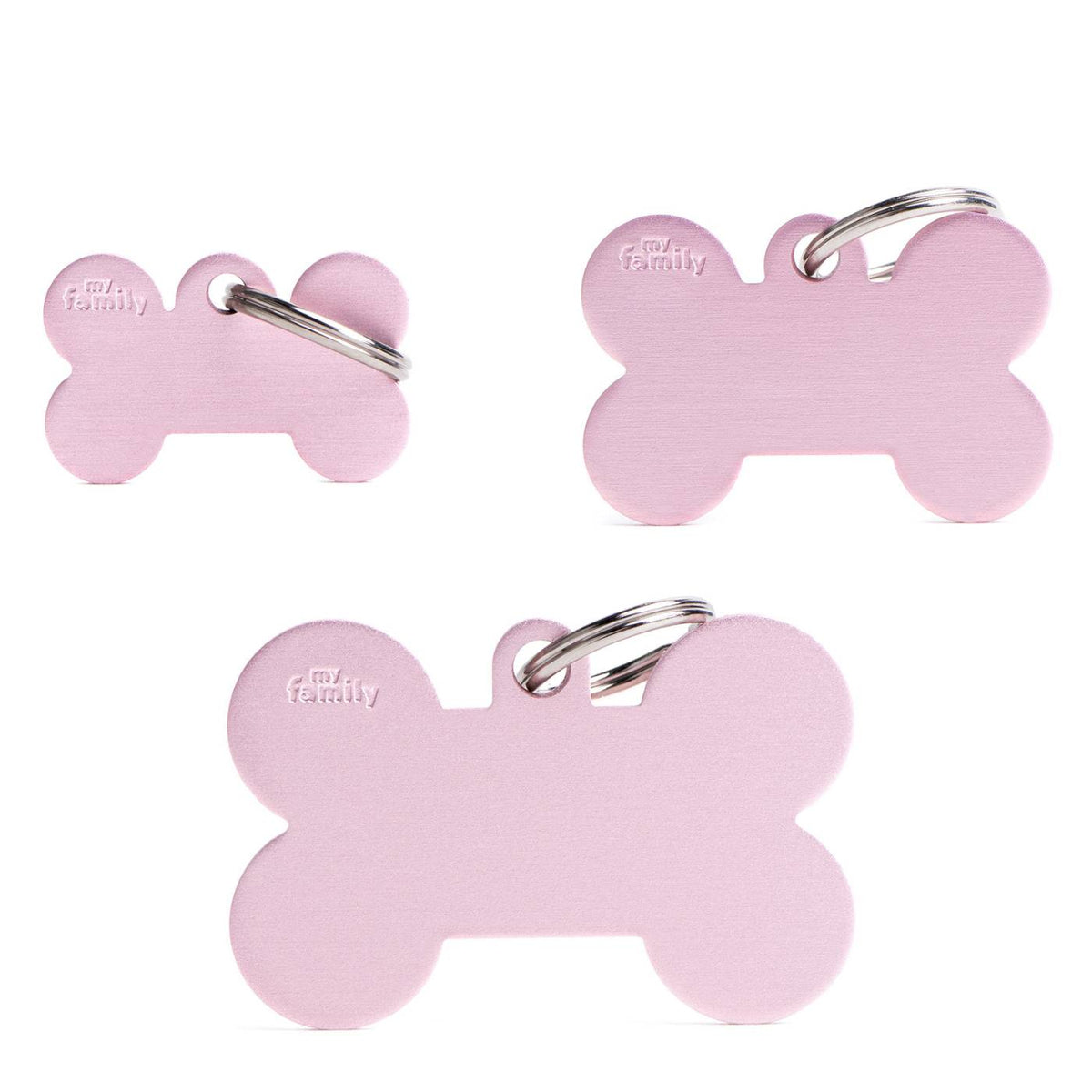 MyFamily Medaglietta per Cani Personalizzabile Osso Basic Alluminio Rosa