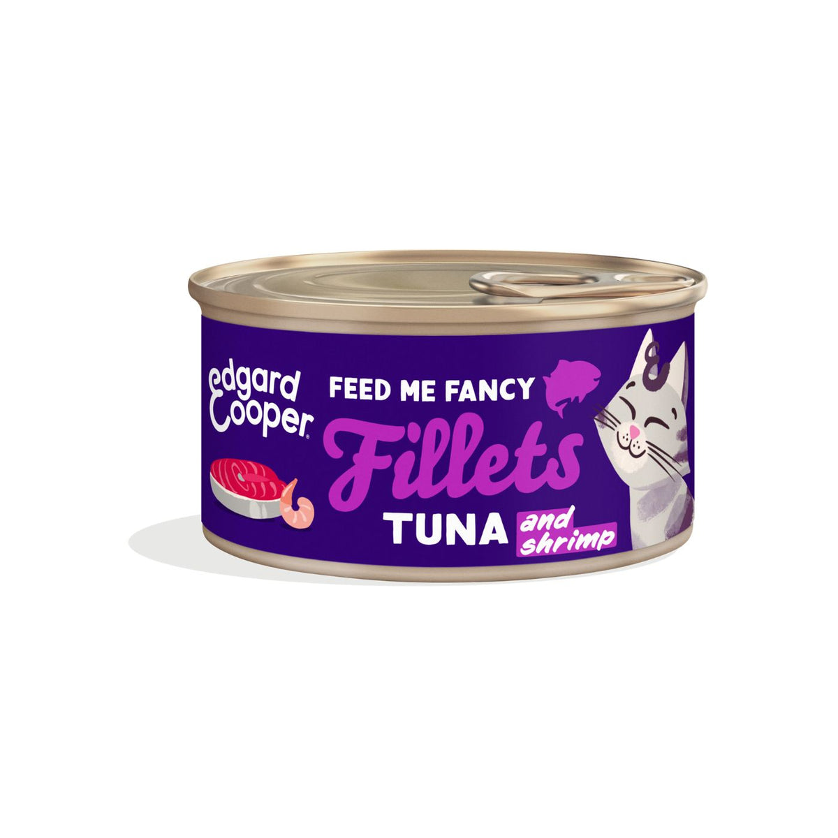Edgard &amp; Cooper Sfilaccetti per Gatti Adulti Tonno Fresco con Gamberetti in Brodo di Pesce 70 g