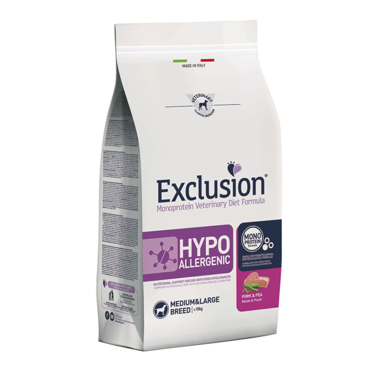 Exclusion Diet Hypoallergenic Maiale e Piselli Medium Large Monoproteico per Cani