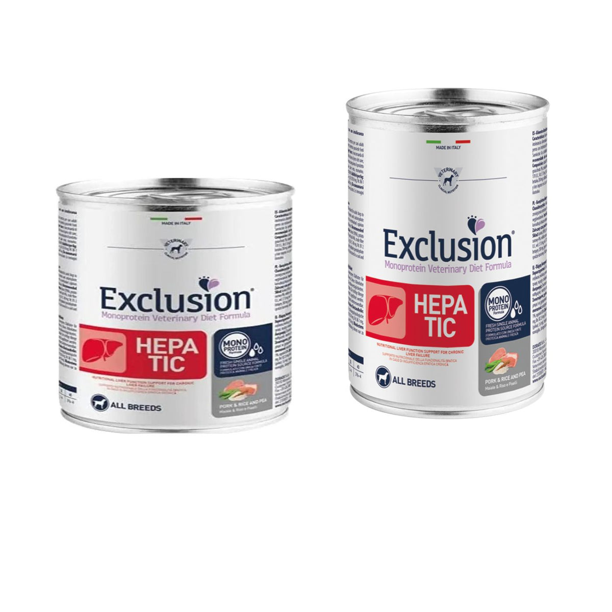 Exclusion Diet Hepatic All Breeds Maiale Riso e Piselli Alimento Umido Monoproteico per Cani