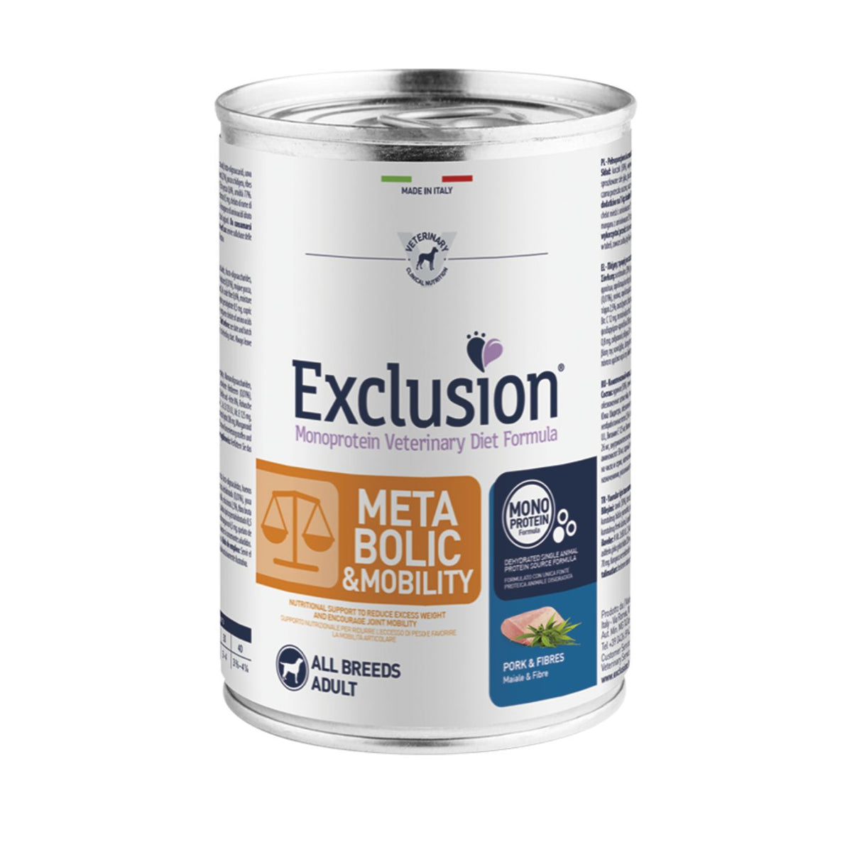 Exclusion Diet Metabolic &amp; Mobility All Breeds Maiale e Fibre Alimento Umido Monoproteico per Cani