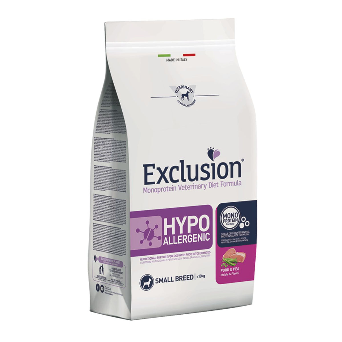 Exclusion Diet Hypoallergenic Adult Small Maiale e Piselli Monoproteico per Cani