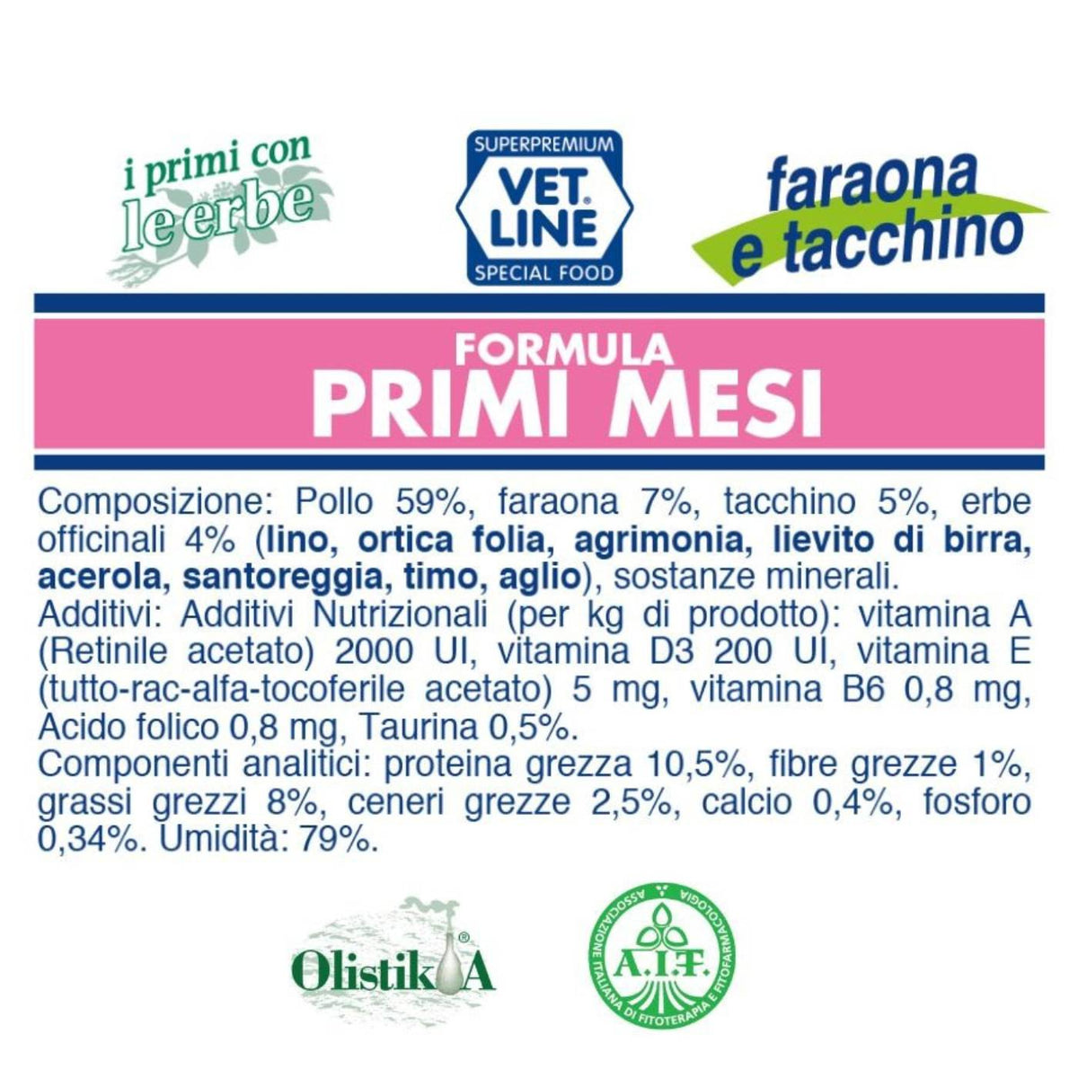 Vet Line Umido Primi Mesi Faraona e Tacchino per Gattini 85 g VetLine