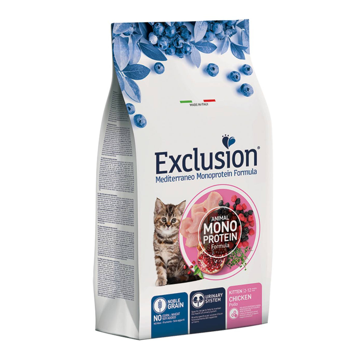 Exclusion Mediterraneo Monoproteico Noble Grain Cat Kitten Pollo per Gattini 1,5 Kg