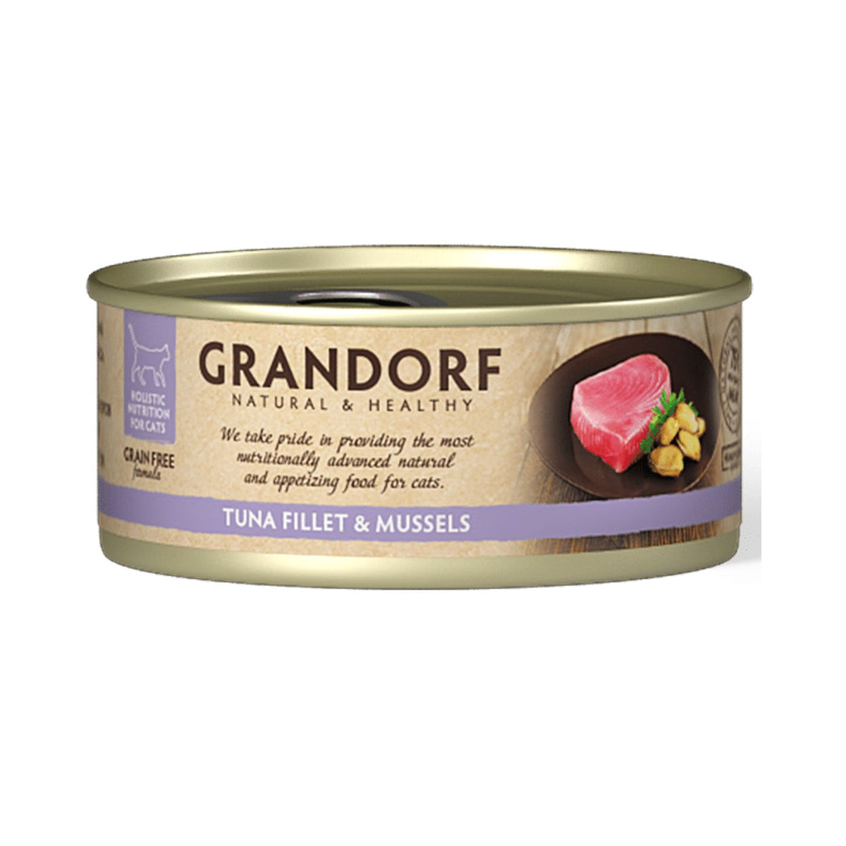 Grandorf Alimento Umido per Gatti Filetti di Tonno e Cozze 70 g