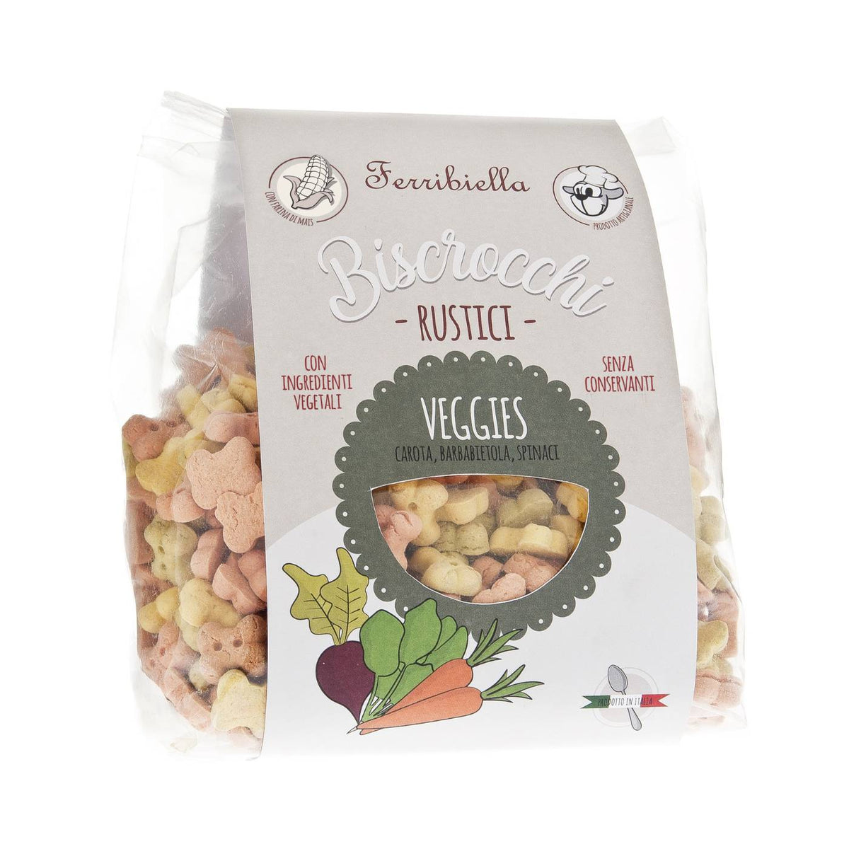 Ferribiella Biscotti per Cani Biscrocchi Rustici Veggies 800 g