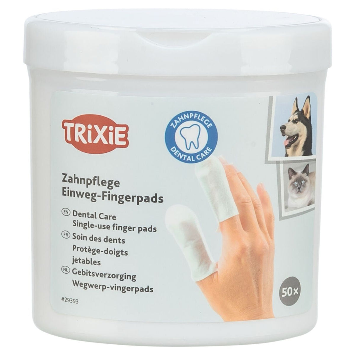 Trixie Salviettine da Dito Monouso per Pulizia Dentale di Cani Gatti e Piccoli Animali 50 pz