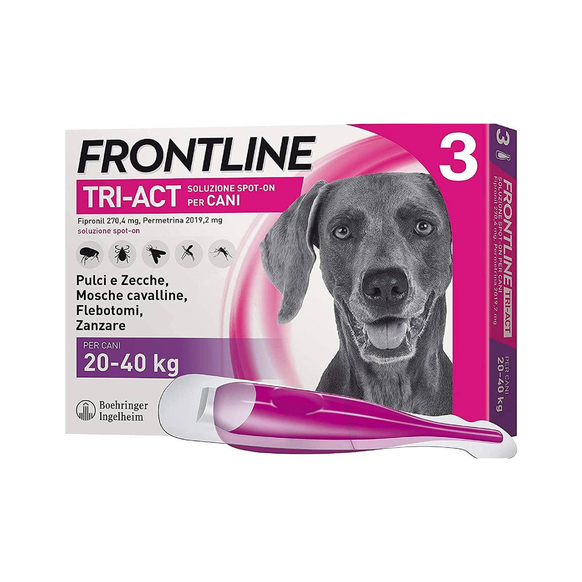 Frontline Tri-Act Spot-On Antiparassitario per Cani 3 Pipette