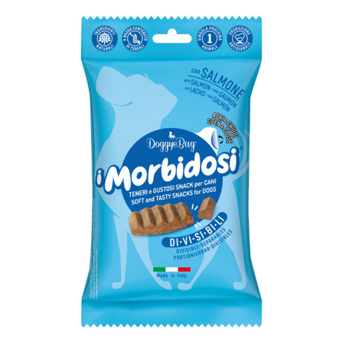 DoggyeBag Snack per Cani Morbidi e Divisibili con Salmone I Morbidosi 90 g