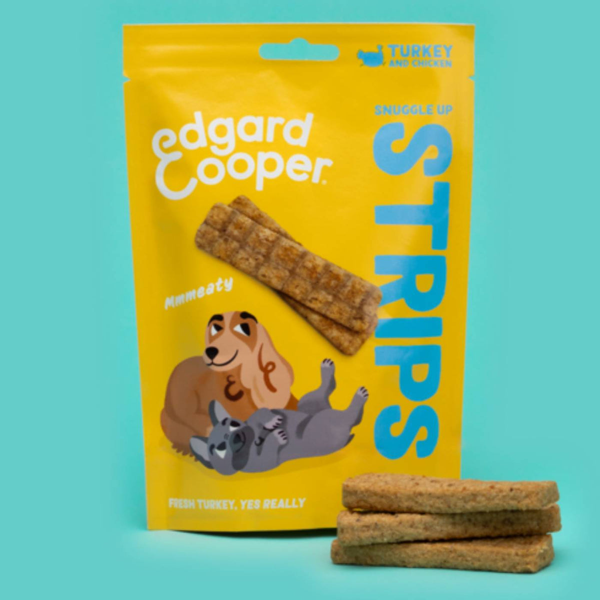 Edgard&amp;Cooper Strips Strisce di Tacchino e Pollo Snack per Cani 75 g