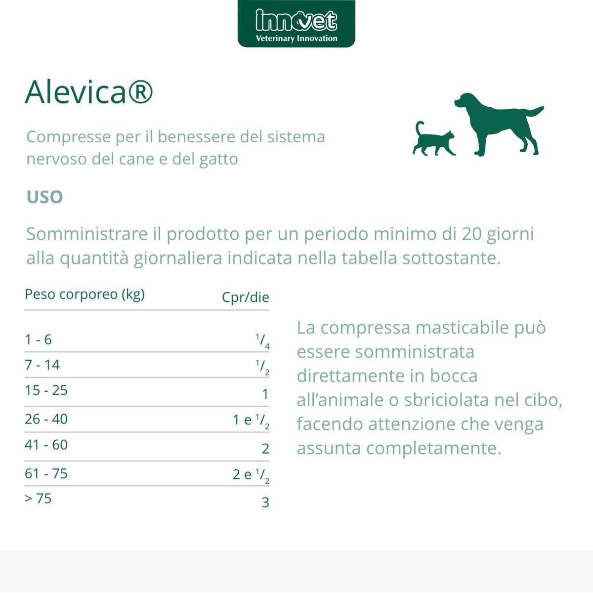 Alevica Integratore Compresse Masticabili per Cani e Gatti Innovet