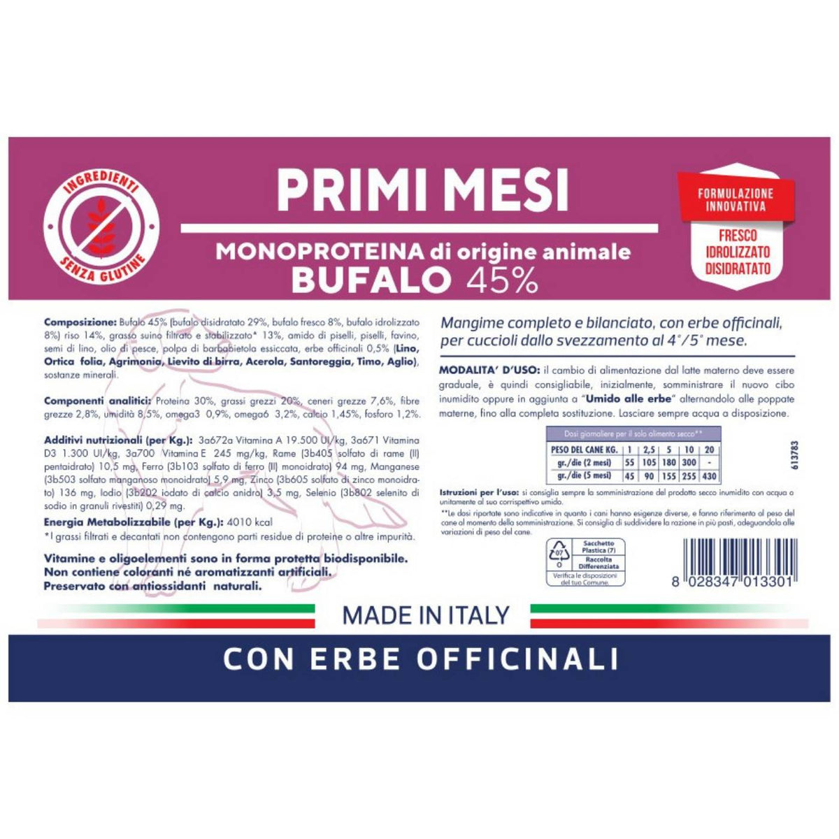 Vet Line Primi Mesi Bufalo per Cuccioli Monoproteico VetLine
