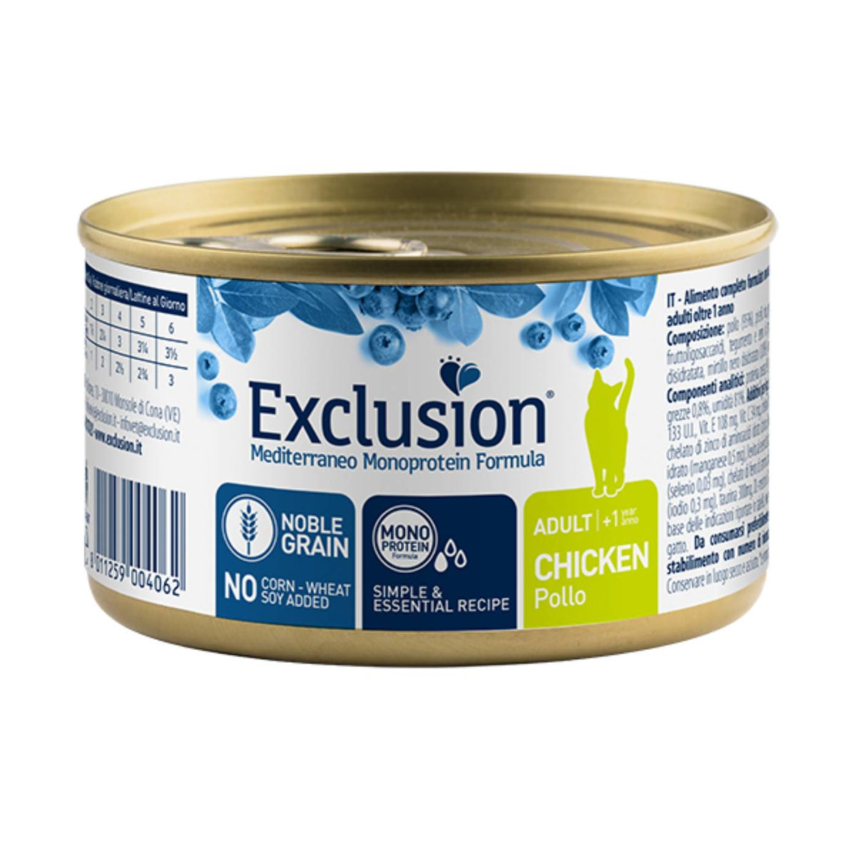 Exclusion Mediterraneo Monoproteico Noble Grain Cat Adult Pollo Alimento Umido per Gatti Adulti 85 gr