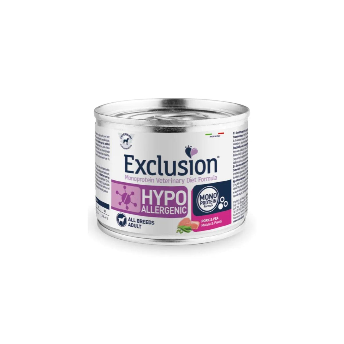 Exclusion Diet Hypoallergenic Maiale e Piselli Alimento Umido Monoproteico per Cani