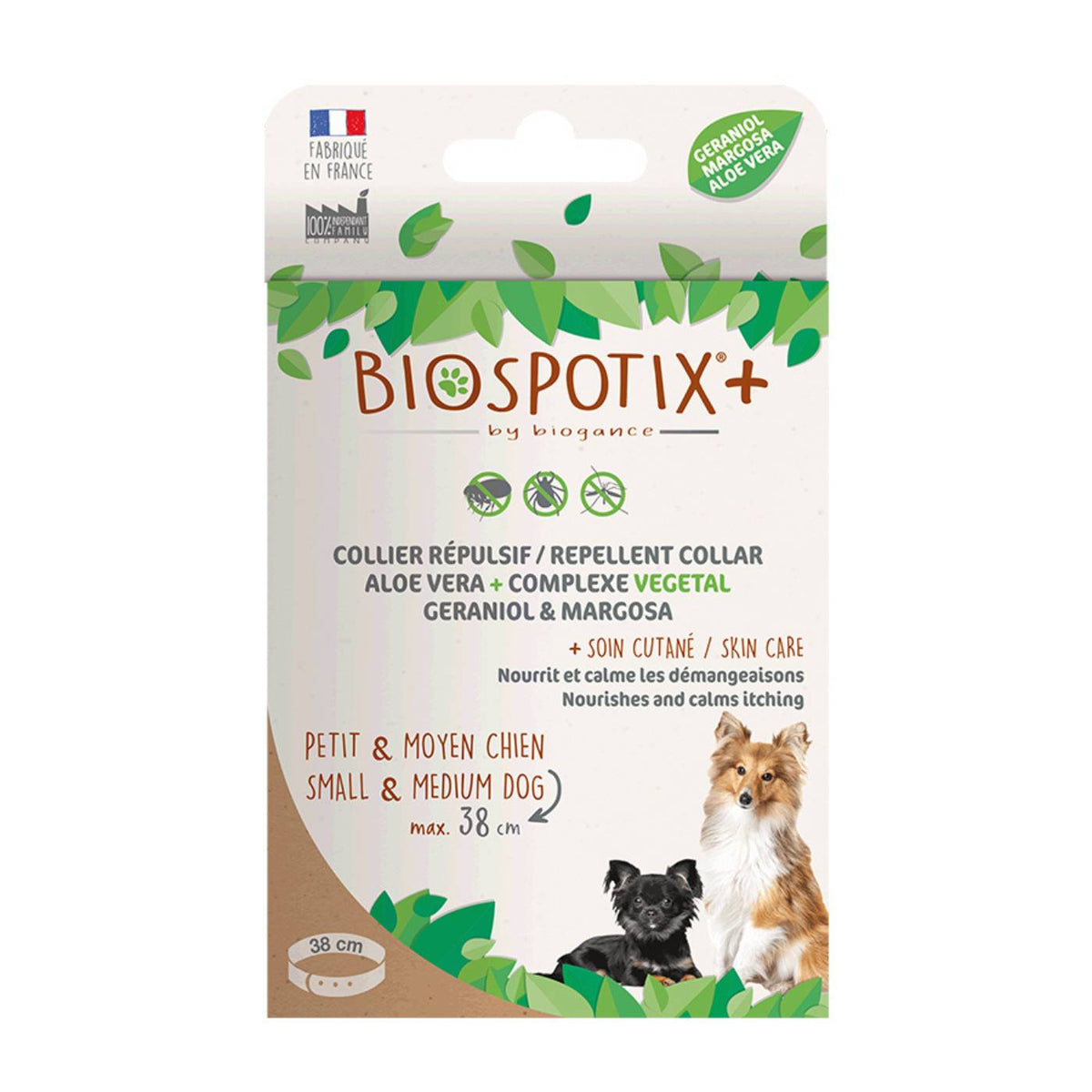 Biogance Biospotix+ Collare Antiparassitario Naturale per Cani di Piccola e Media Taglia S 38 Cm Peso <30 KG