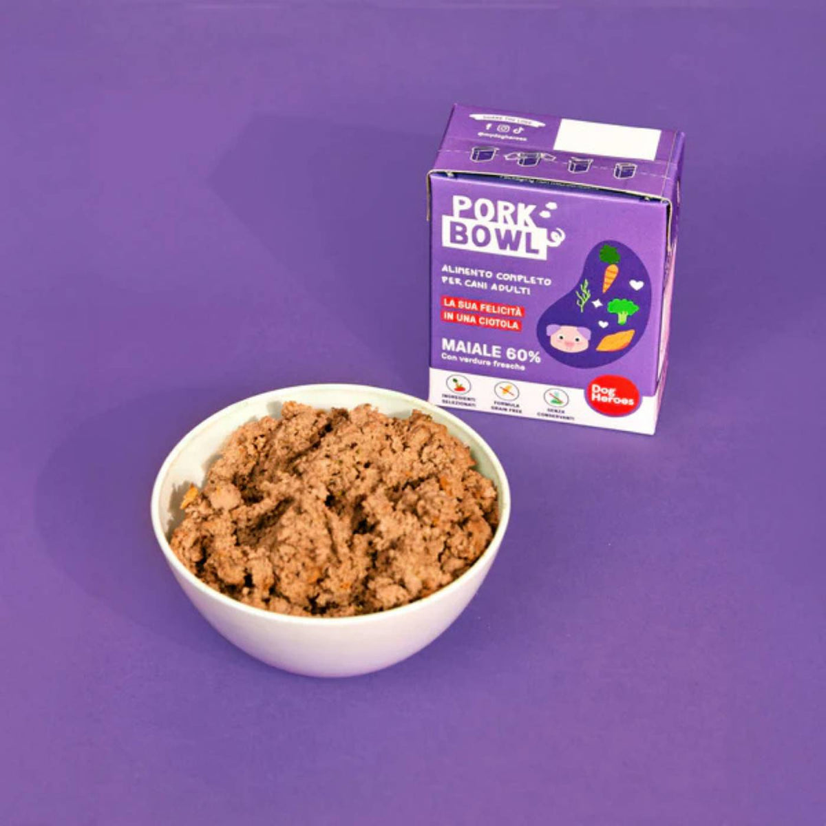 Dog Heroes Bowl Pork Maiale Cibo Fresco per Cani 390 g