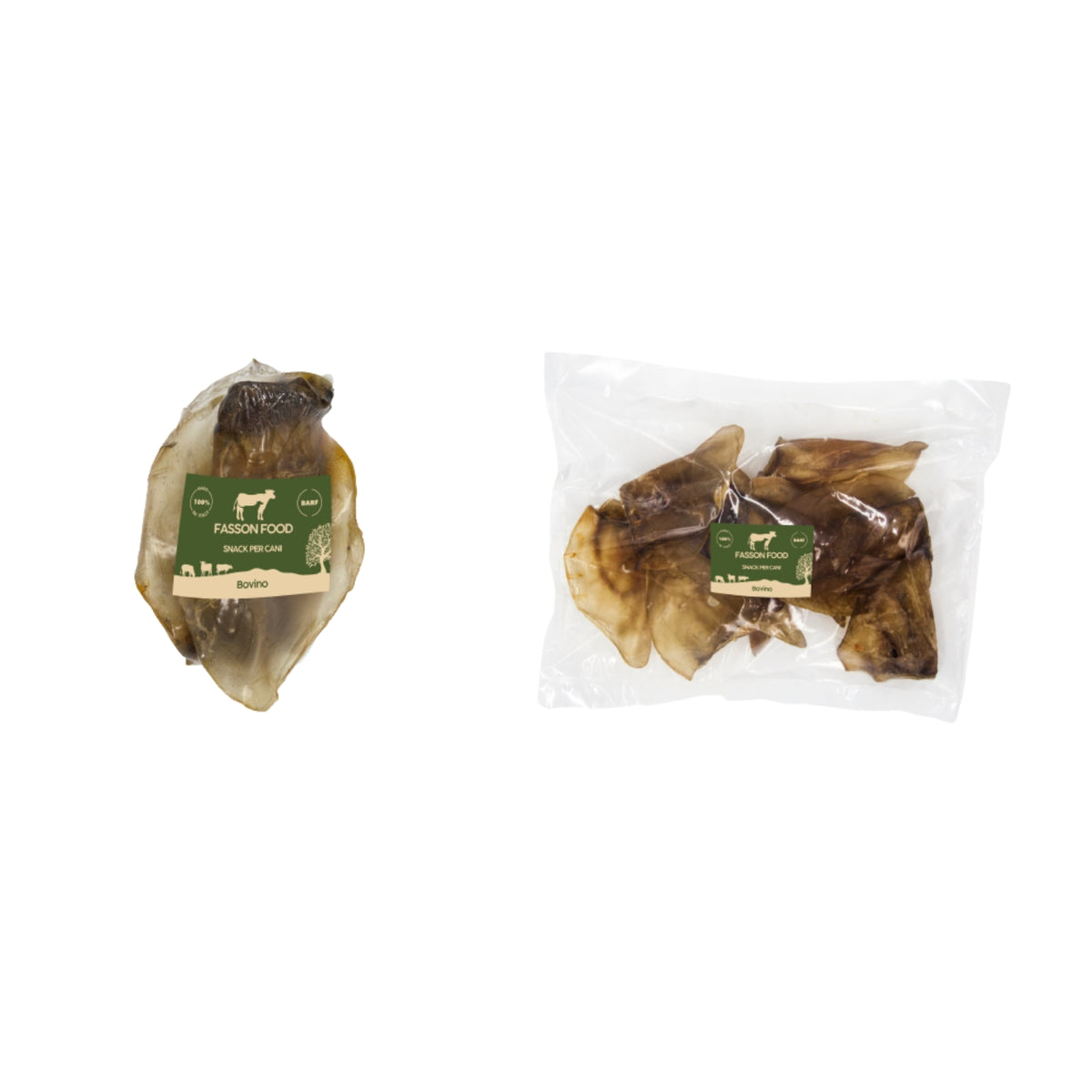 Fasson Food Orecchie di Bovino Filiera Piemontese Masticativo per Cani