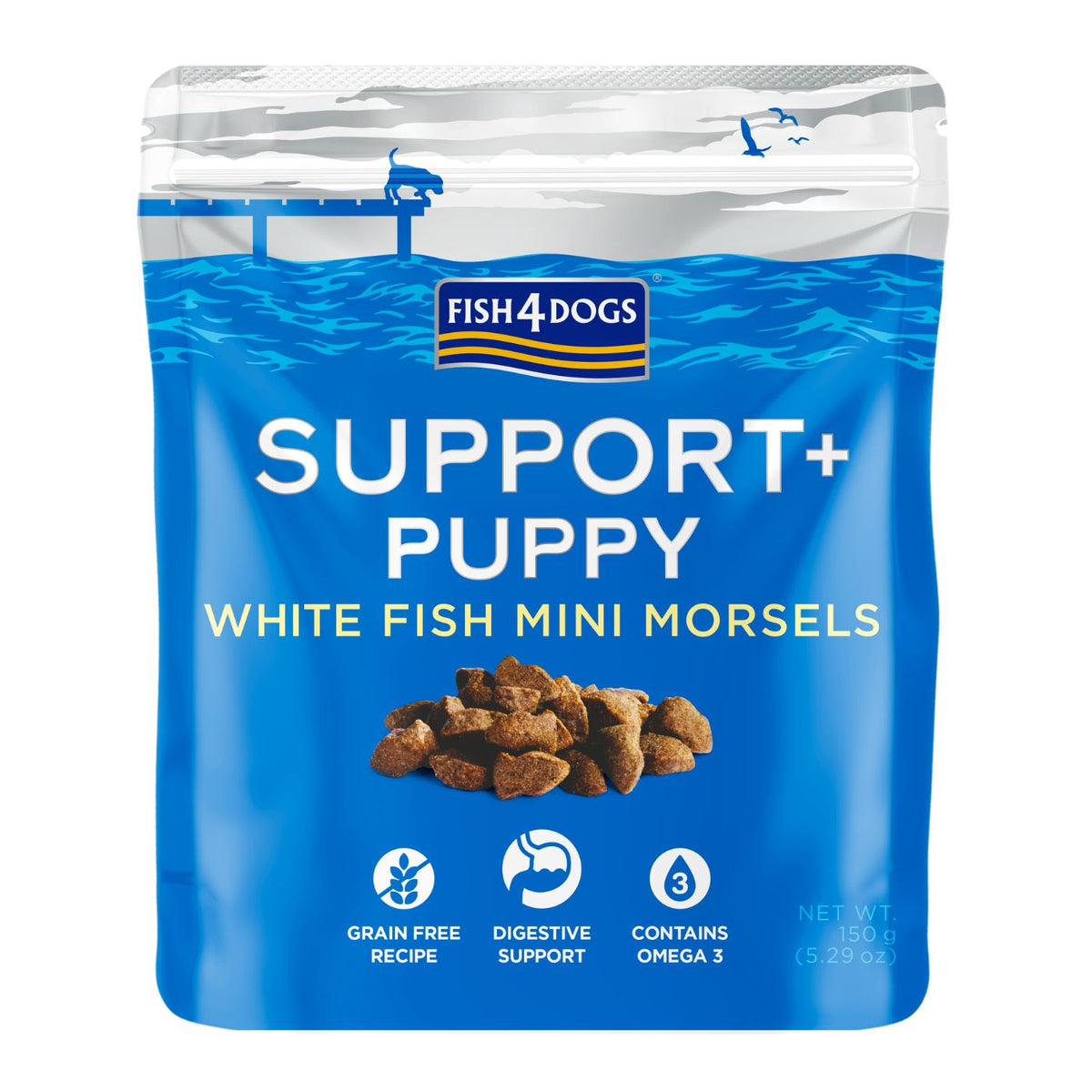 Fish4Dog Premi Snack per Cuccioli Puppy Support+ Puppy White Fish Morsels Digestion 150 g