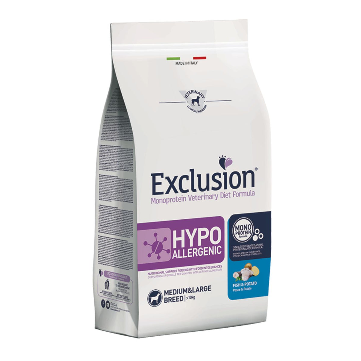 Exclusion Diet Hypoallergenic MEDIUM LARGE Pesce e Patate per Cani