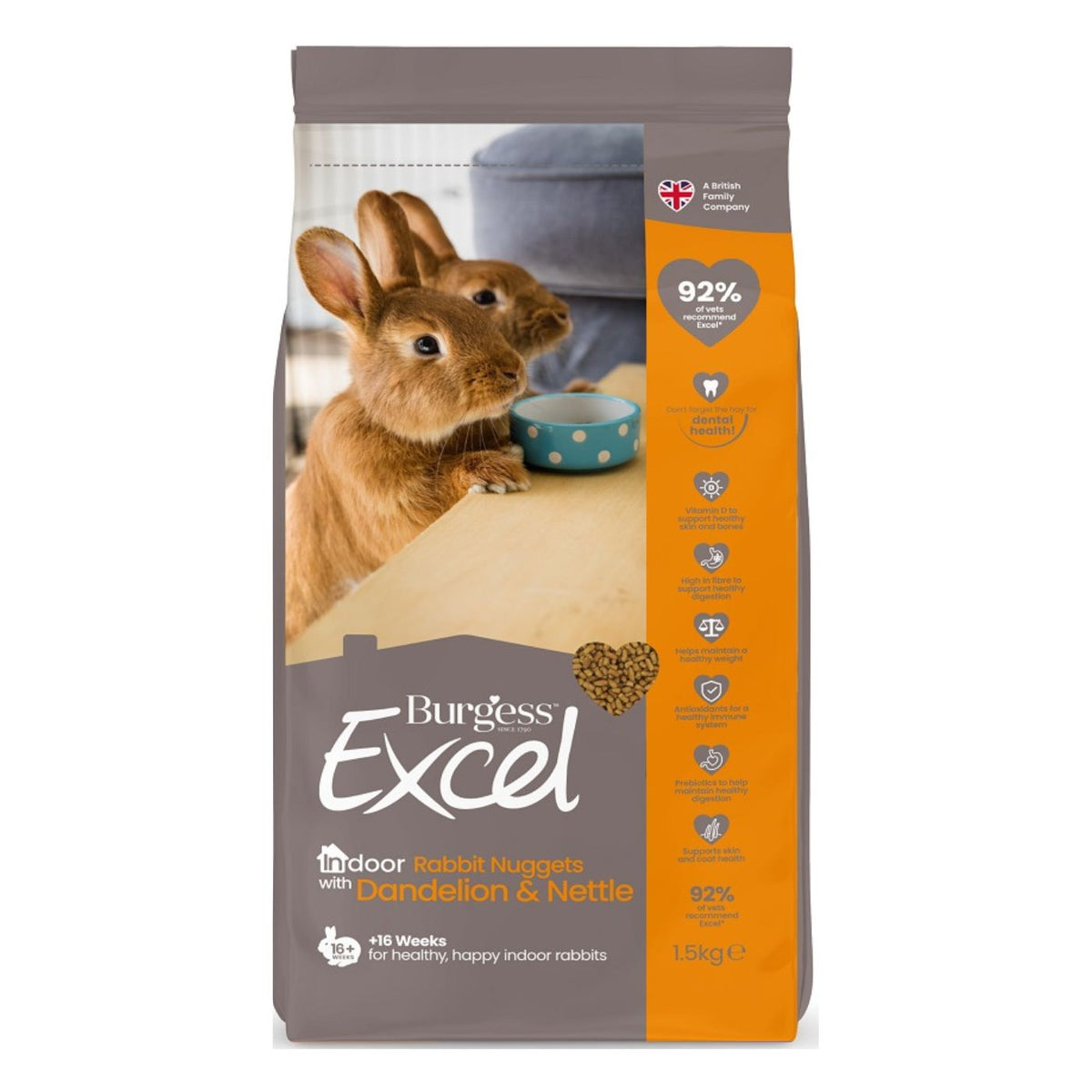 Burgess Excel Indoor Rabbit per Conigli 1,5 Kg