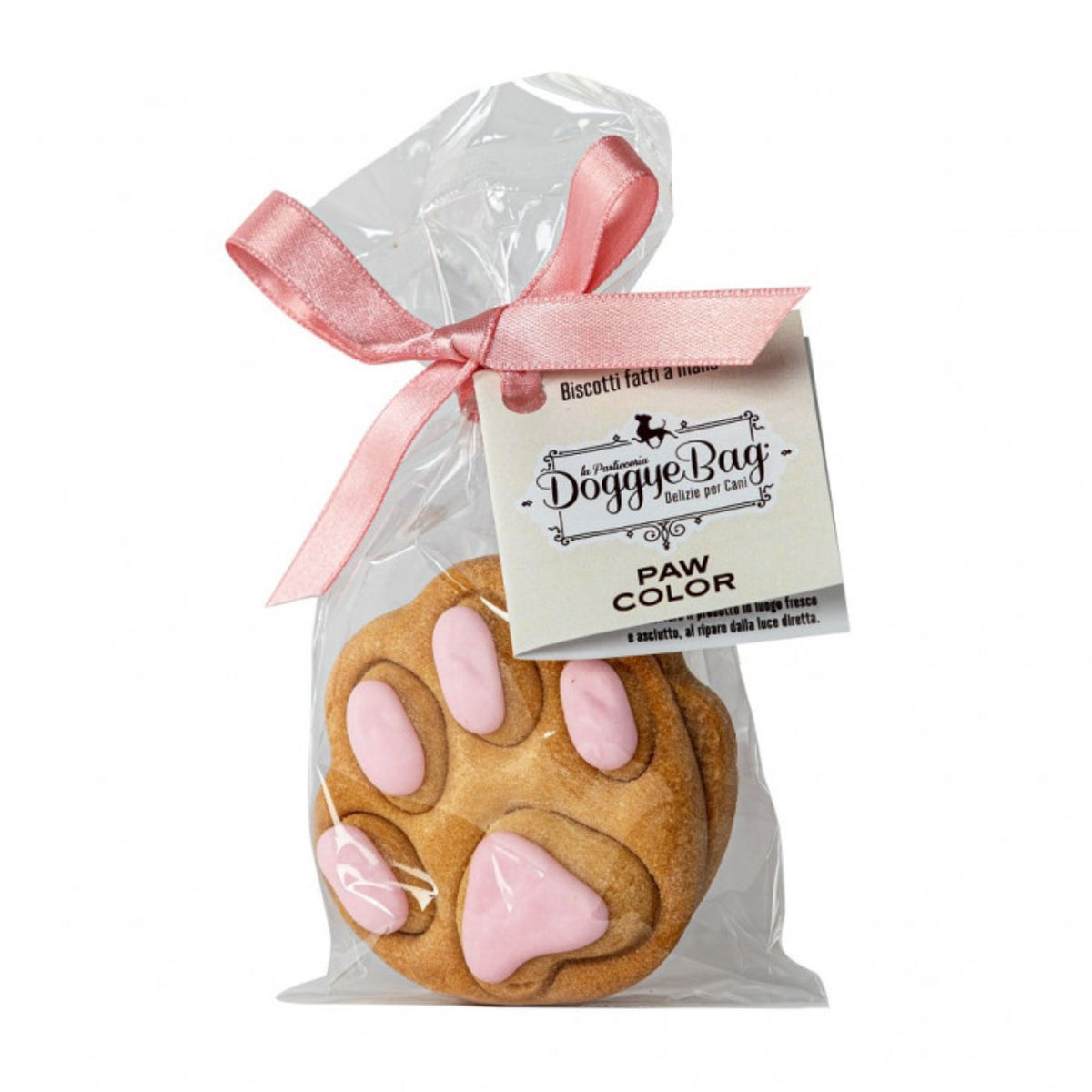 DoggyeBag Paw Color 2 Biscotti per Cani a Forma di Zampa Decorati con Glassa allo Yogurt