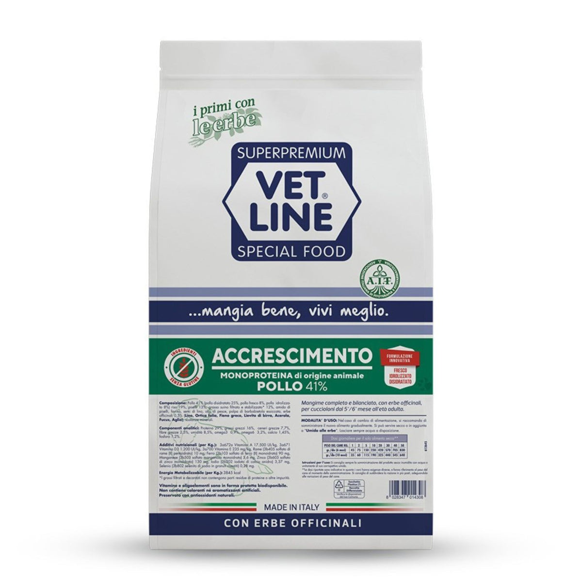 Vet Line Accrescimento Pollo Alimento Monoproteico per Cuccioli Puppy