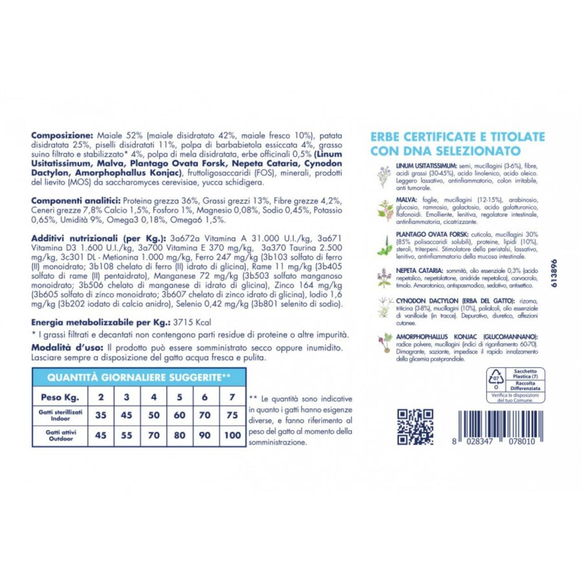 Vet Line Salute Snelli Maiale Grain Free per Gatti Adulti VetLine